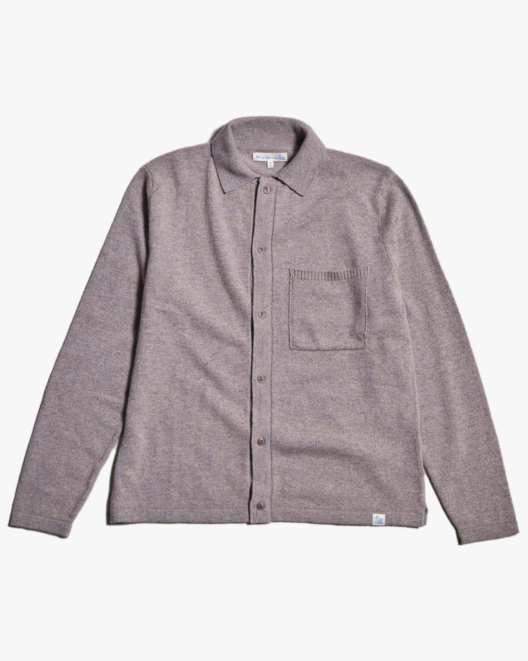 Merz b. Schwanen KNITSHIRT06 Merino Wool Silk & Cashmere L/S Shirt - Faded Grain
