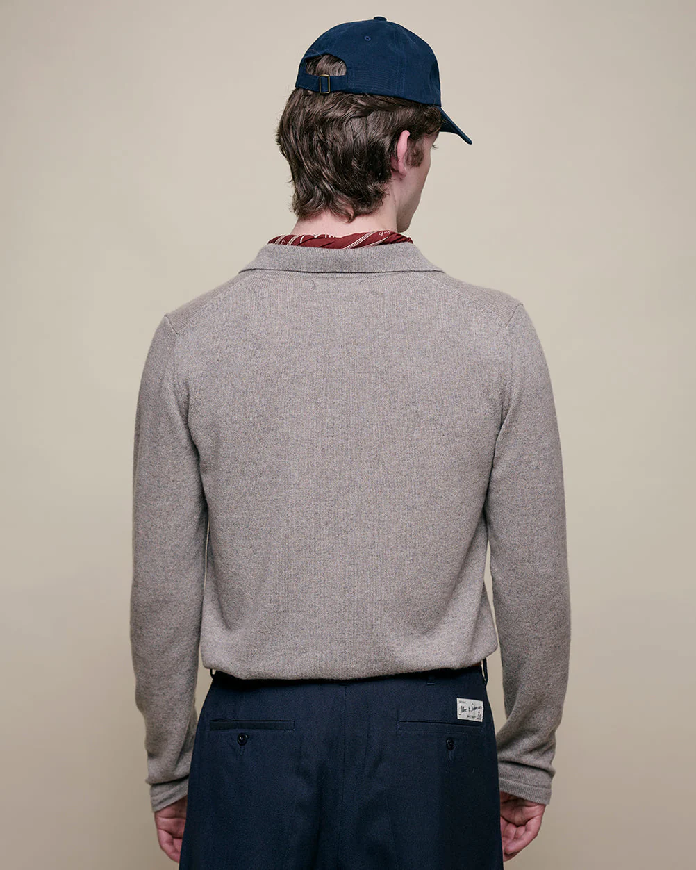 Merz b. Schwanen KNITSHIRT06 Merino Wool Silk & Cashmere L/S Shirt - Faded Grain - Image 3