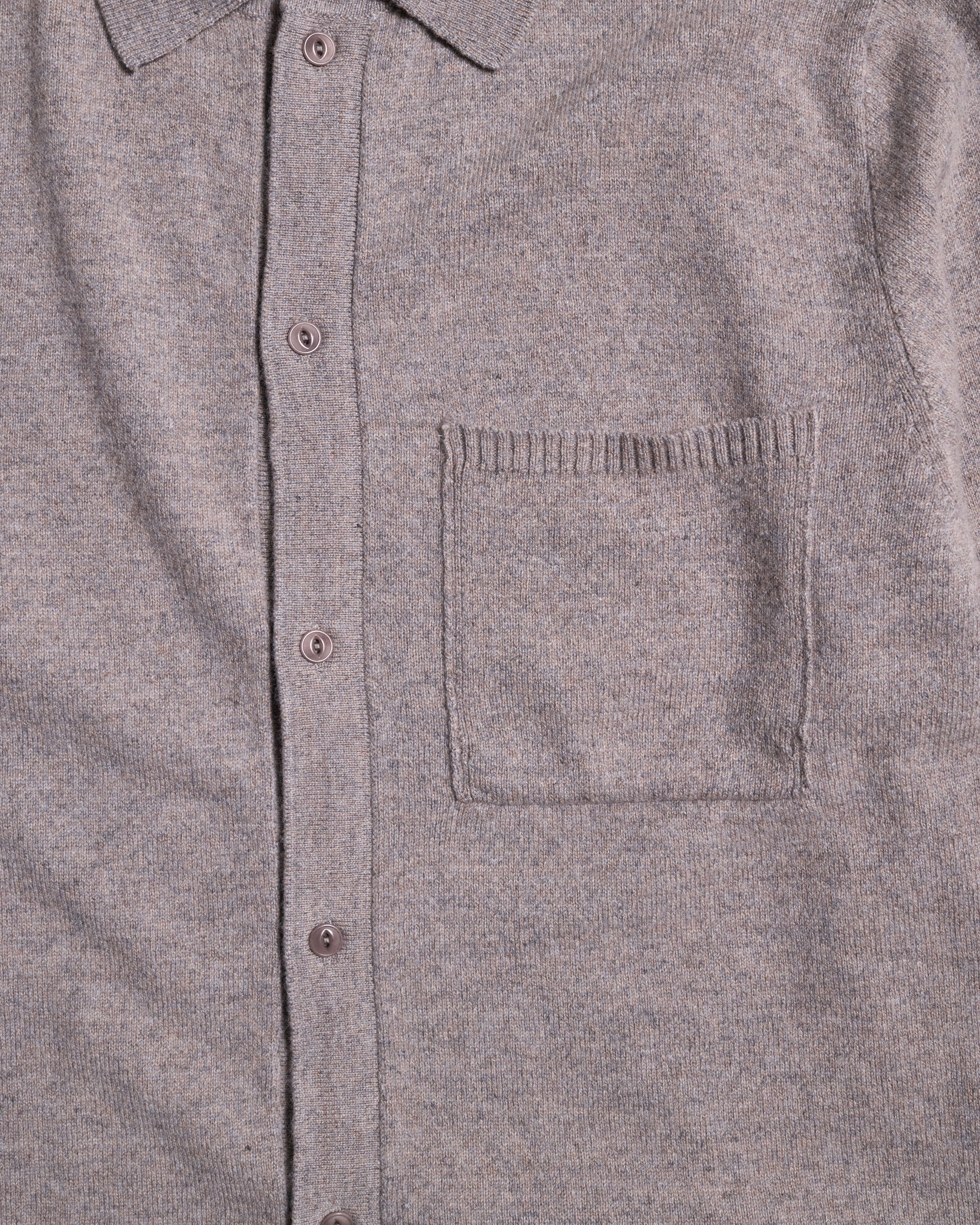 Merz b. Schwanen KNITSHIRT06 Merino Wool Silk & Cashmere L/S Shirt - Faded Grain - Image 8