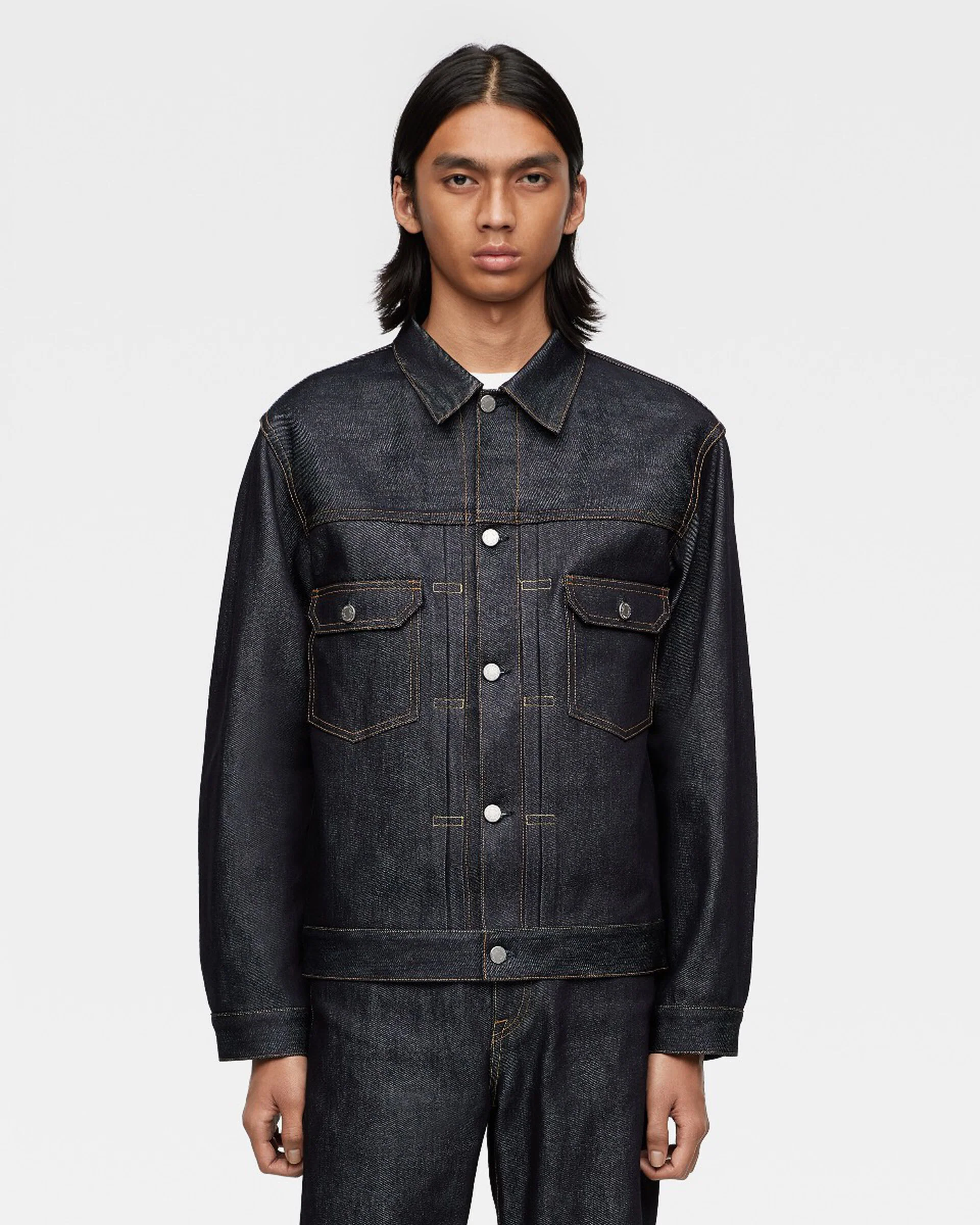 MOMOTARO JEANS MMGJ0202 #002 Cotton & Silk Selvedge Denim Jacket - Indigo - Image 2