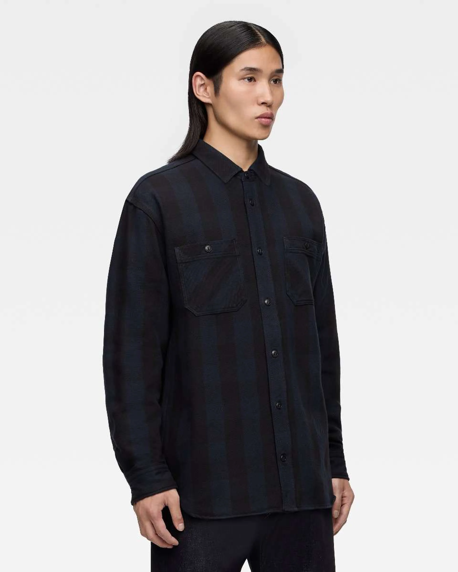 MOMOTARO JEANS MMLS6002 Block Check L/S Shirt - Navy - Image 3
