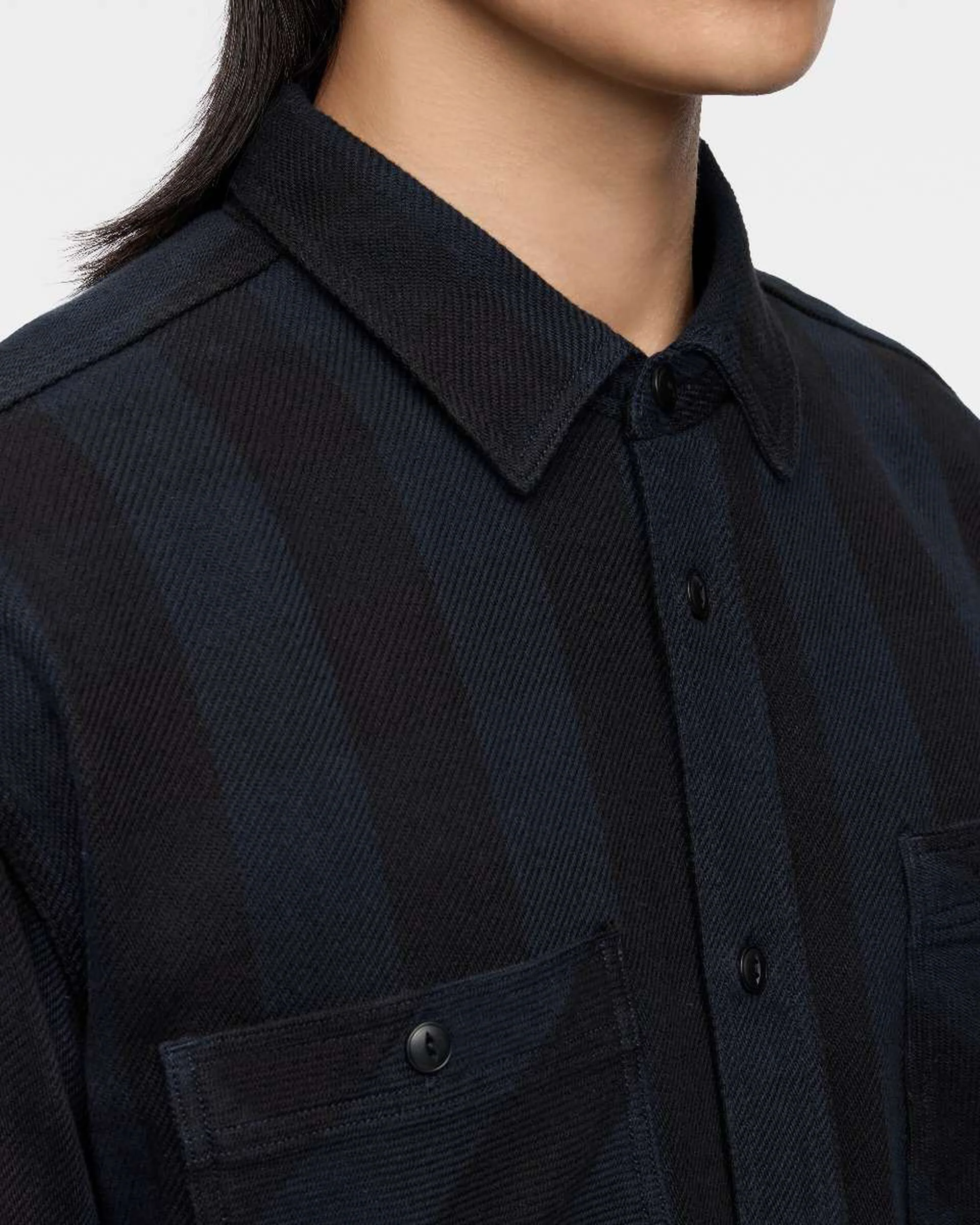 MOMOTARO JEANS MMLS6002 Block Check L/S Shirt - Navy - Image 6