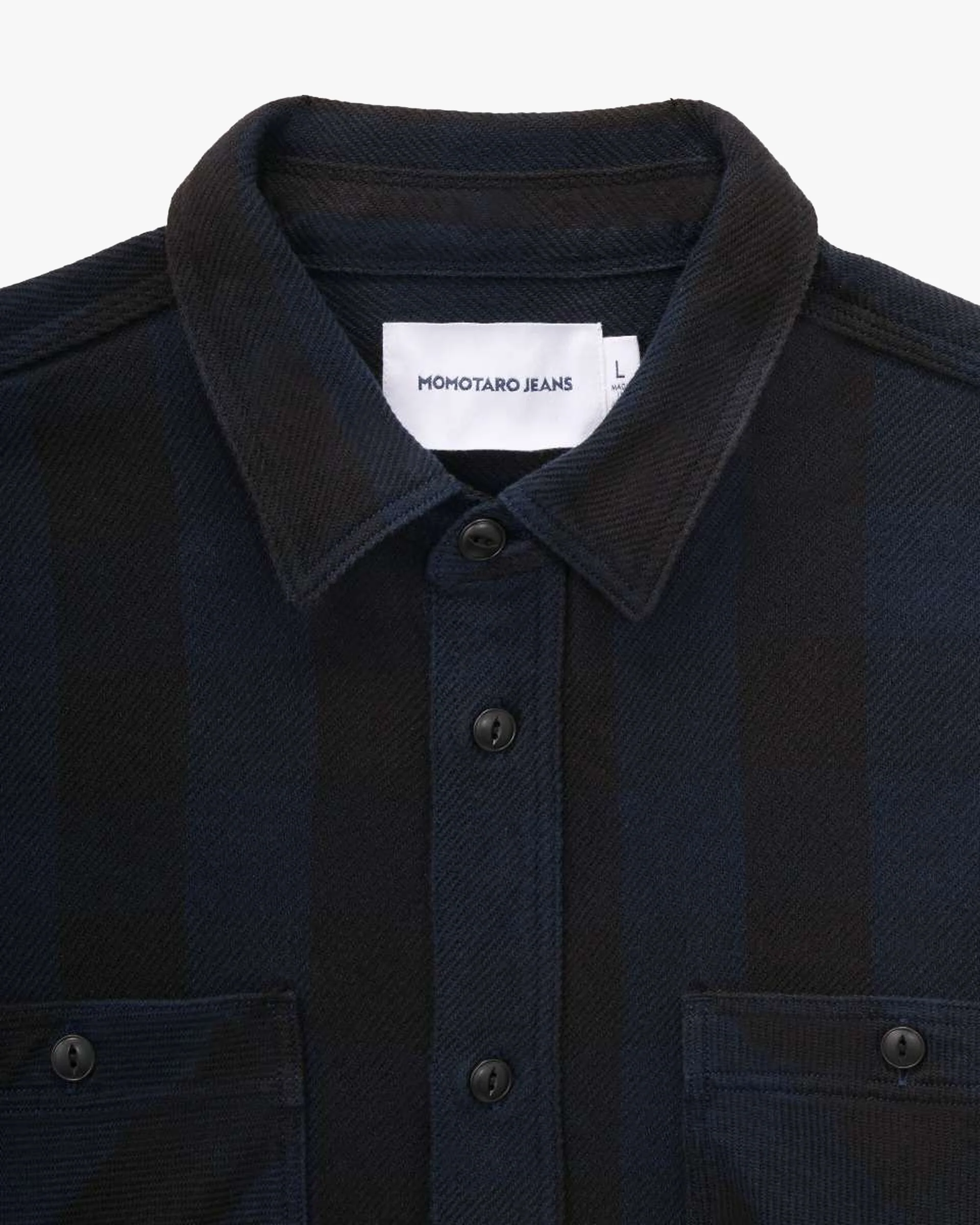MOMOTARO JEANS MMLS6002 Block Check L/S Shirt - Navy - Image 7