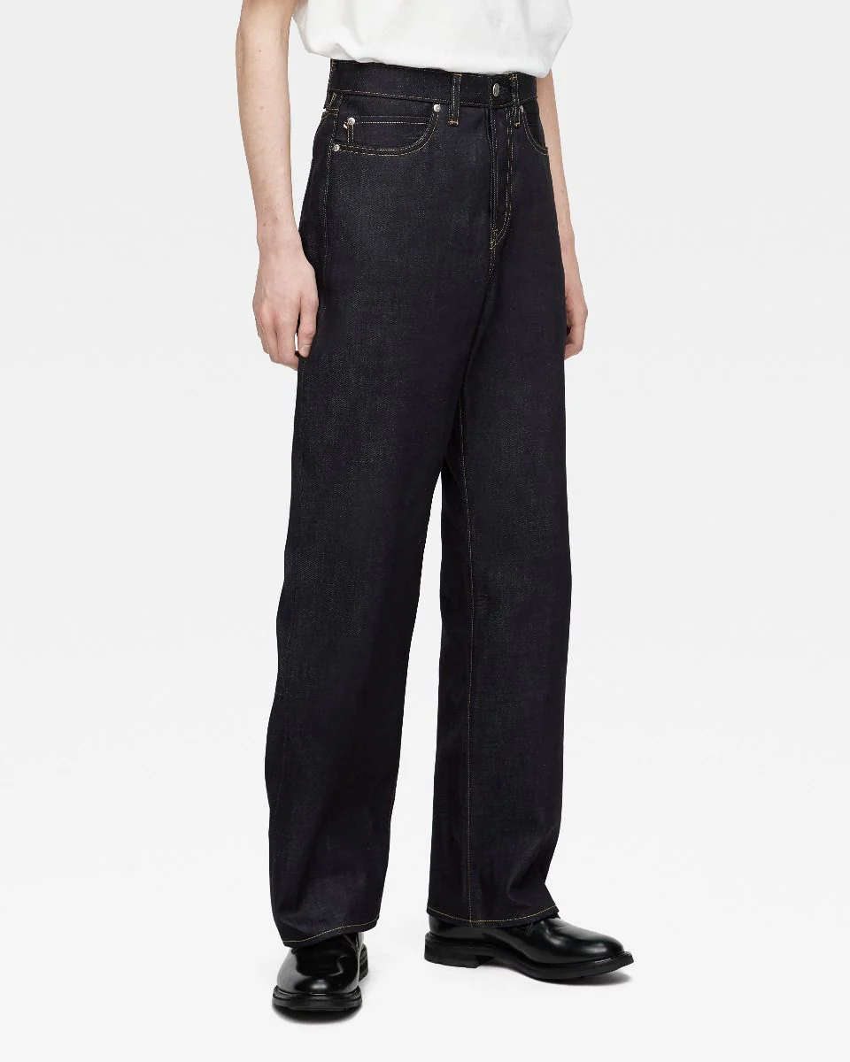 MOMOTARO JEANS #400 Standard Wide Fit Mens Jeans - 14.7oz Zimbabwe Cotton Selvedge Denim / Button - Image 5