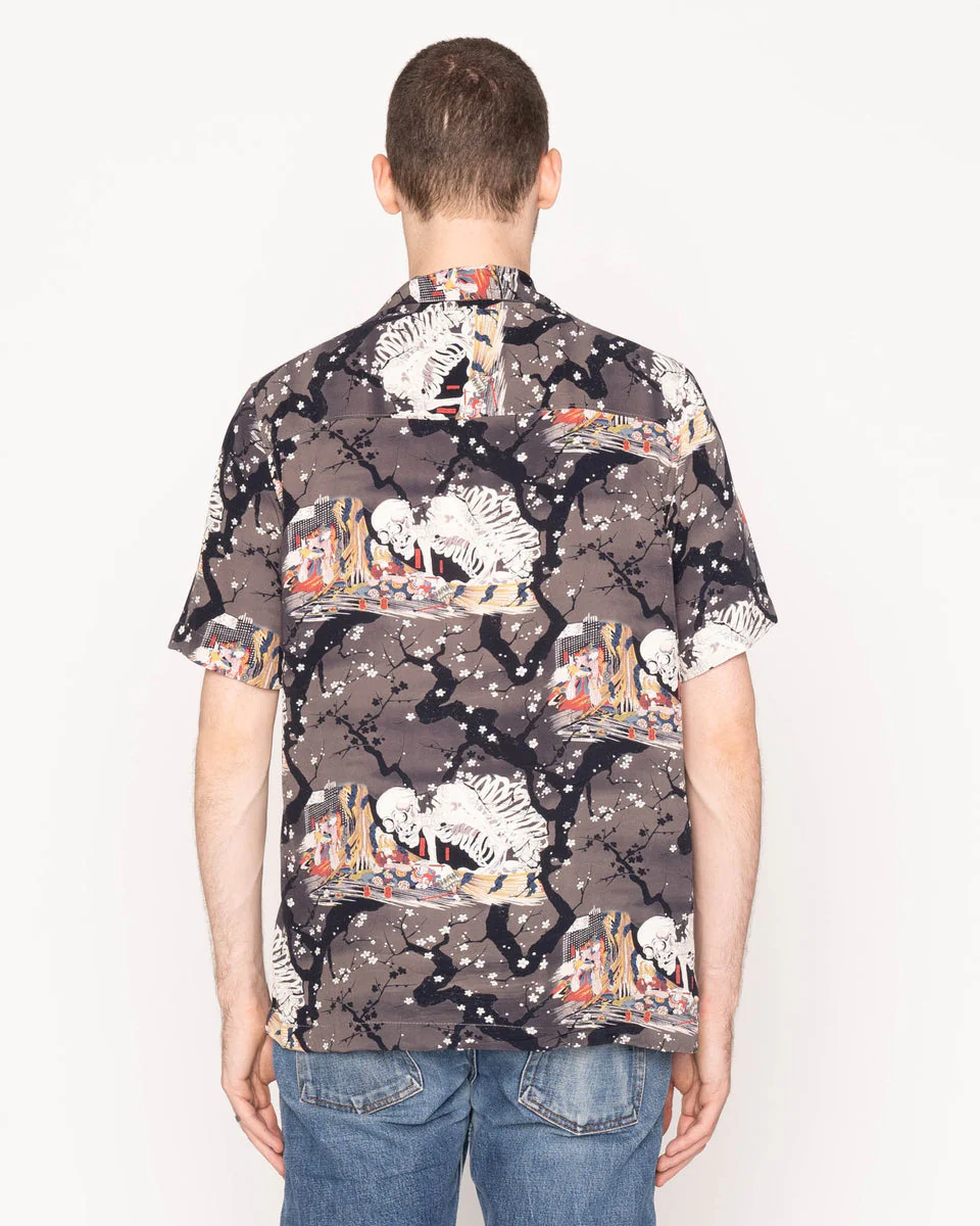 Naked & Famous Denim Aloha Shirt - Skeletons / Dark Grey - Image 5