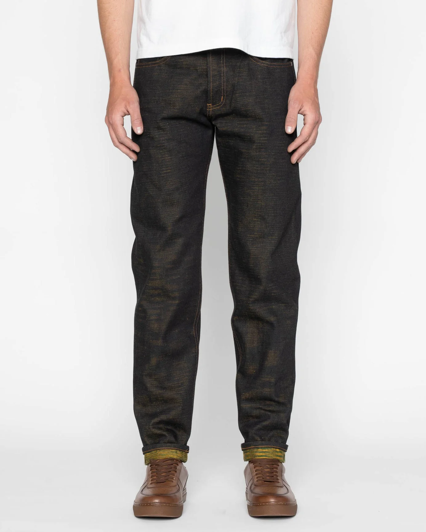 Naked & Famous Denim Easy Guy Relaxed Tapered Mens Jeans - Citrus Kasuri Selvedge - Image 2
