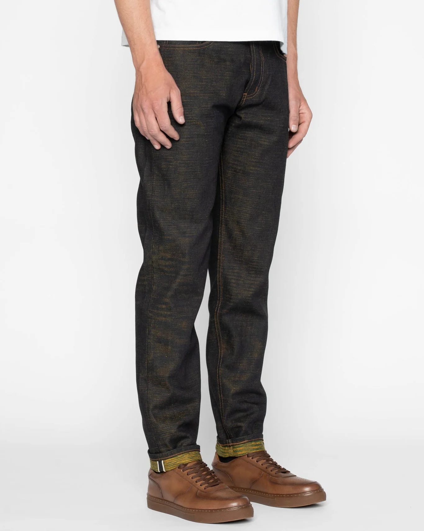 Naked & Famous Denim Easy Guy Relaxed Tapered Mens Jeans - Citrus Kasuri Selvedge - Image 3