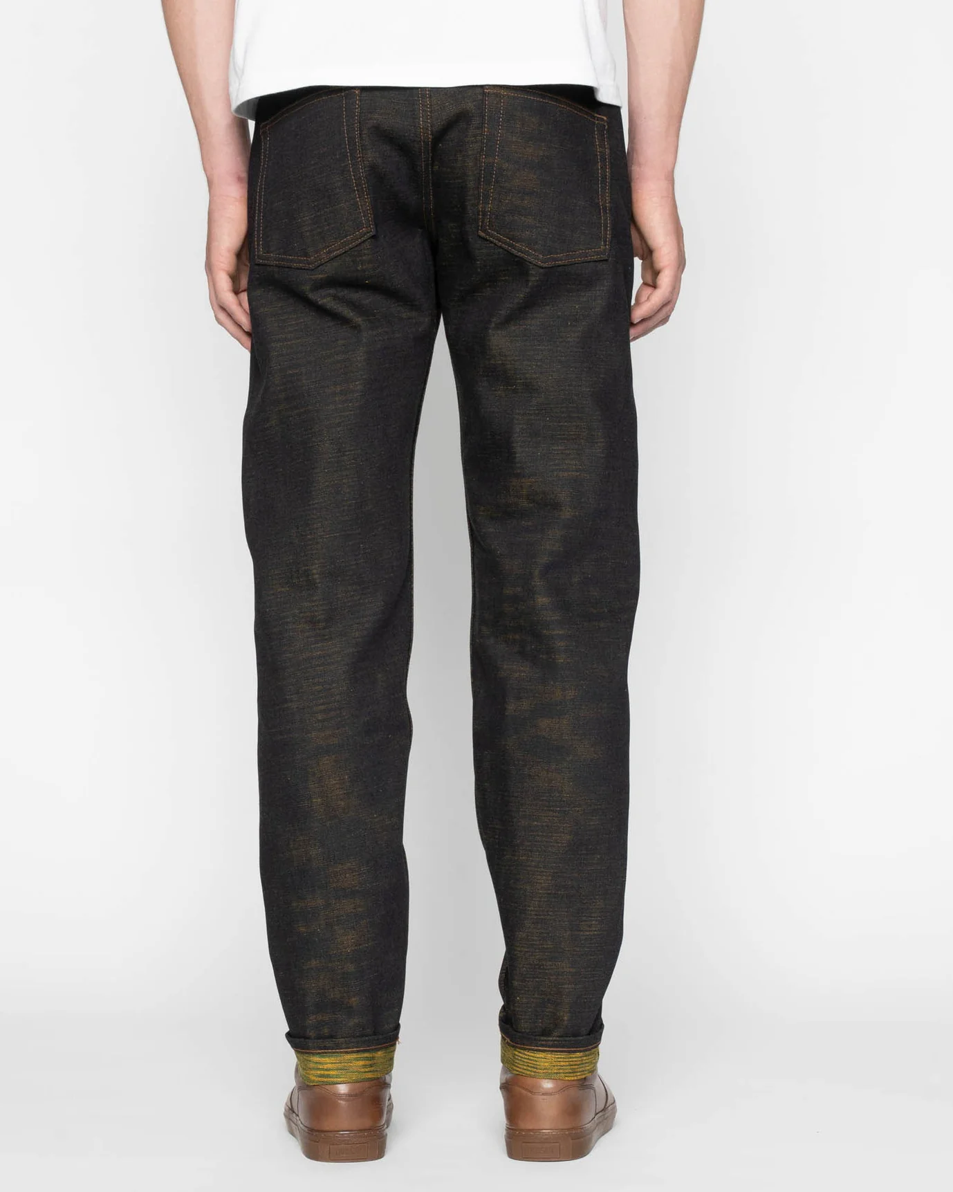 Naked & Famous Denim Easy Guy Relaxed Tapered Mens Jeans - Citrus Kasuri Selvedge - Image 4