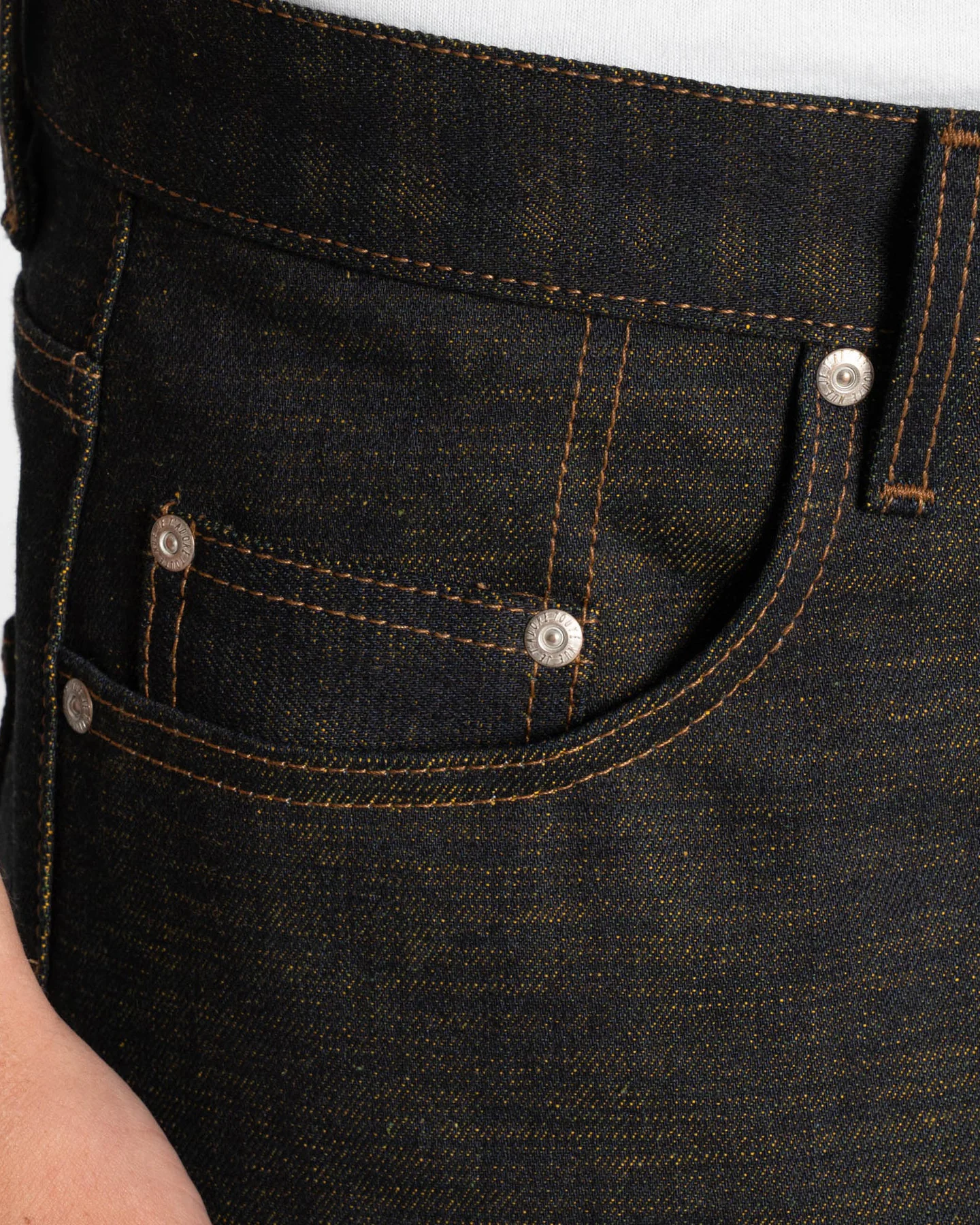 Naked & Famous Denim Easy Guy Relaxed Tapered Mens Jeans - Citrus Kasuri Selvedge - Image 7