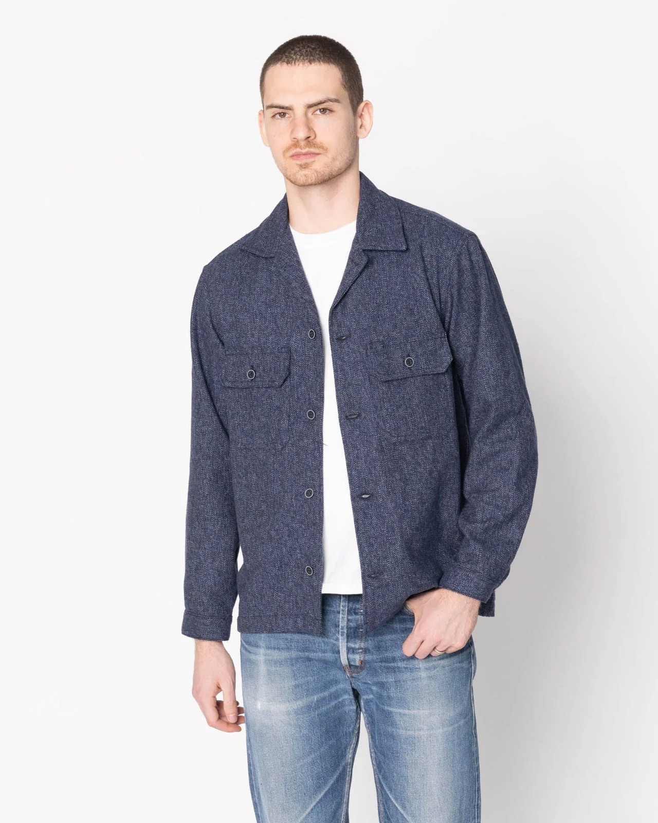 Naked & Famous Denim Herringbone Triple Twist Work Shirt - Indigo - Image 2