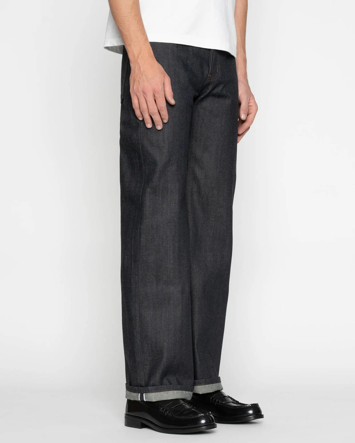 Naked & Famous Denim Strong Guy Relaxed Straight Mens Jeans - Blue Grass Selvedge - Image 4