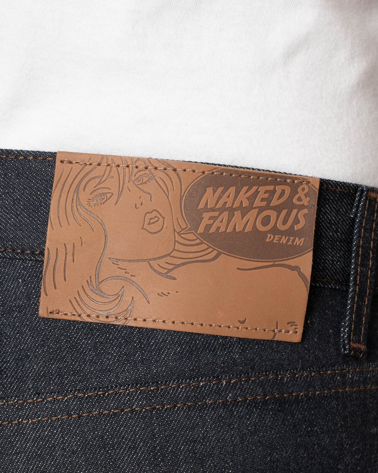 Naked & Famous Denim Strong Guy Relaxed Straight Mens Jeans - Blue Grass Selvedge - Image 7
