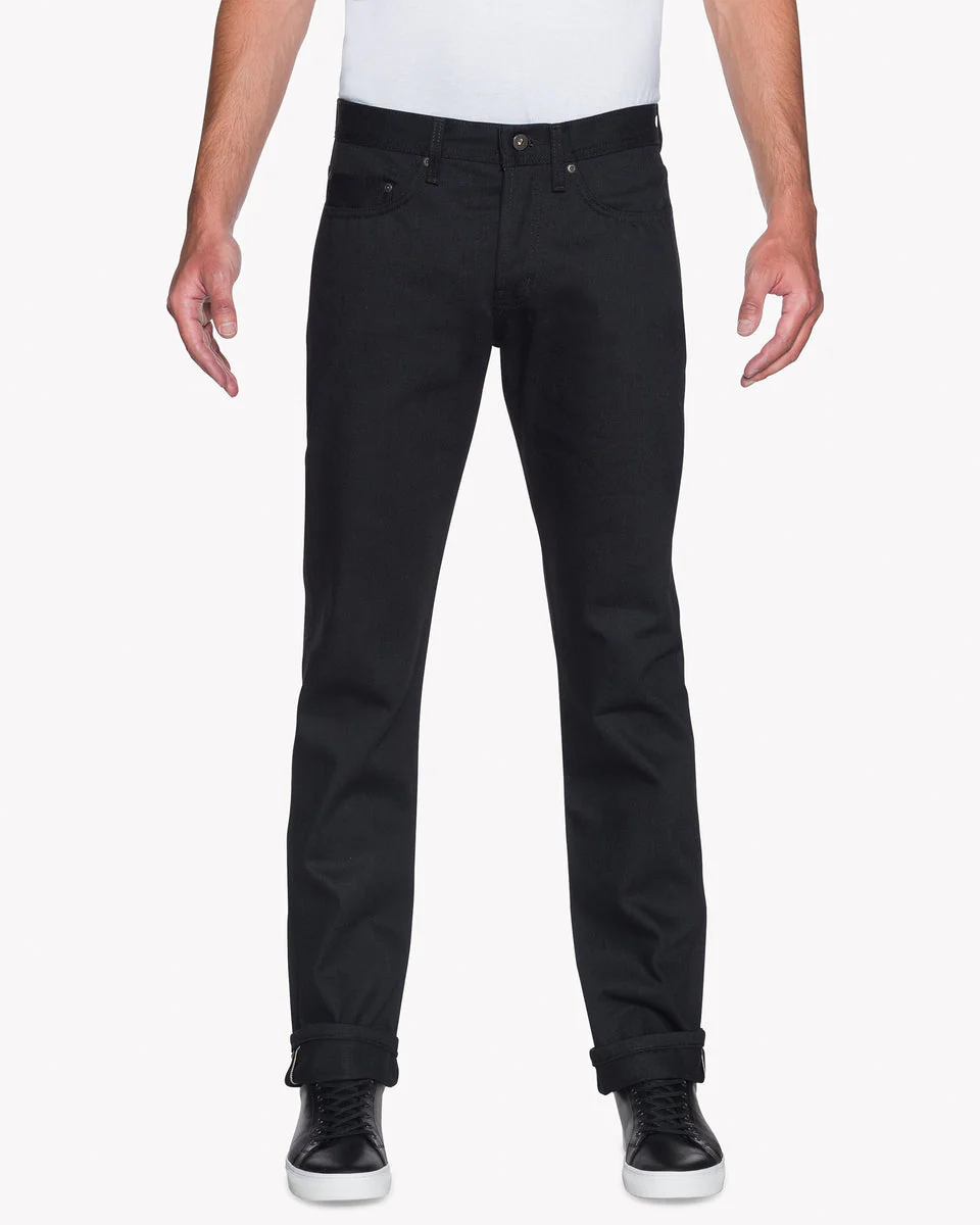 Naked & Famous Denim Weird Guy Regular Tapered Mens Jeans - Solid Black Selvedge - Image 3