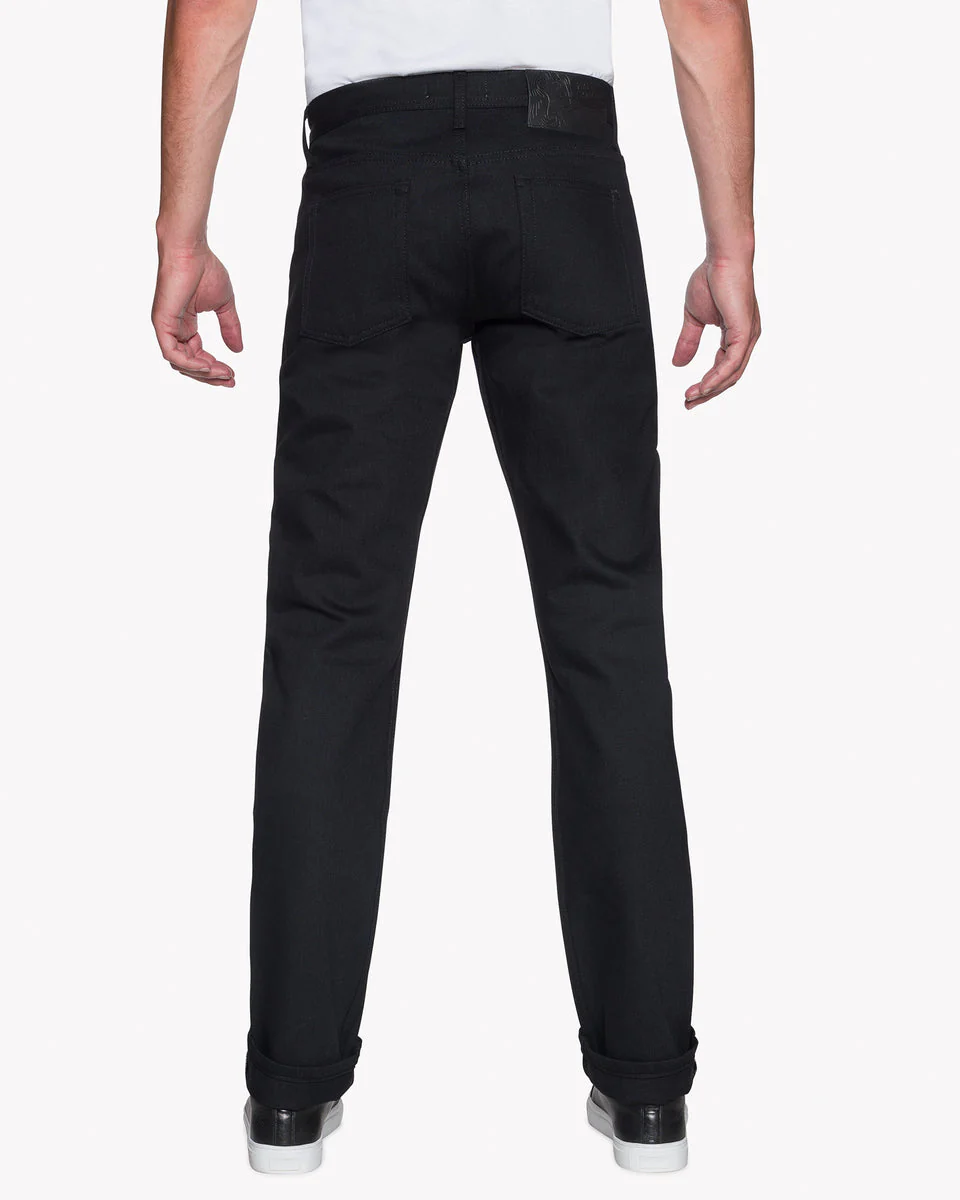 Naked & Famous Denim Weird Guy Regular Tapered Mens Jeans - Solid Black Selvedge - Image 4