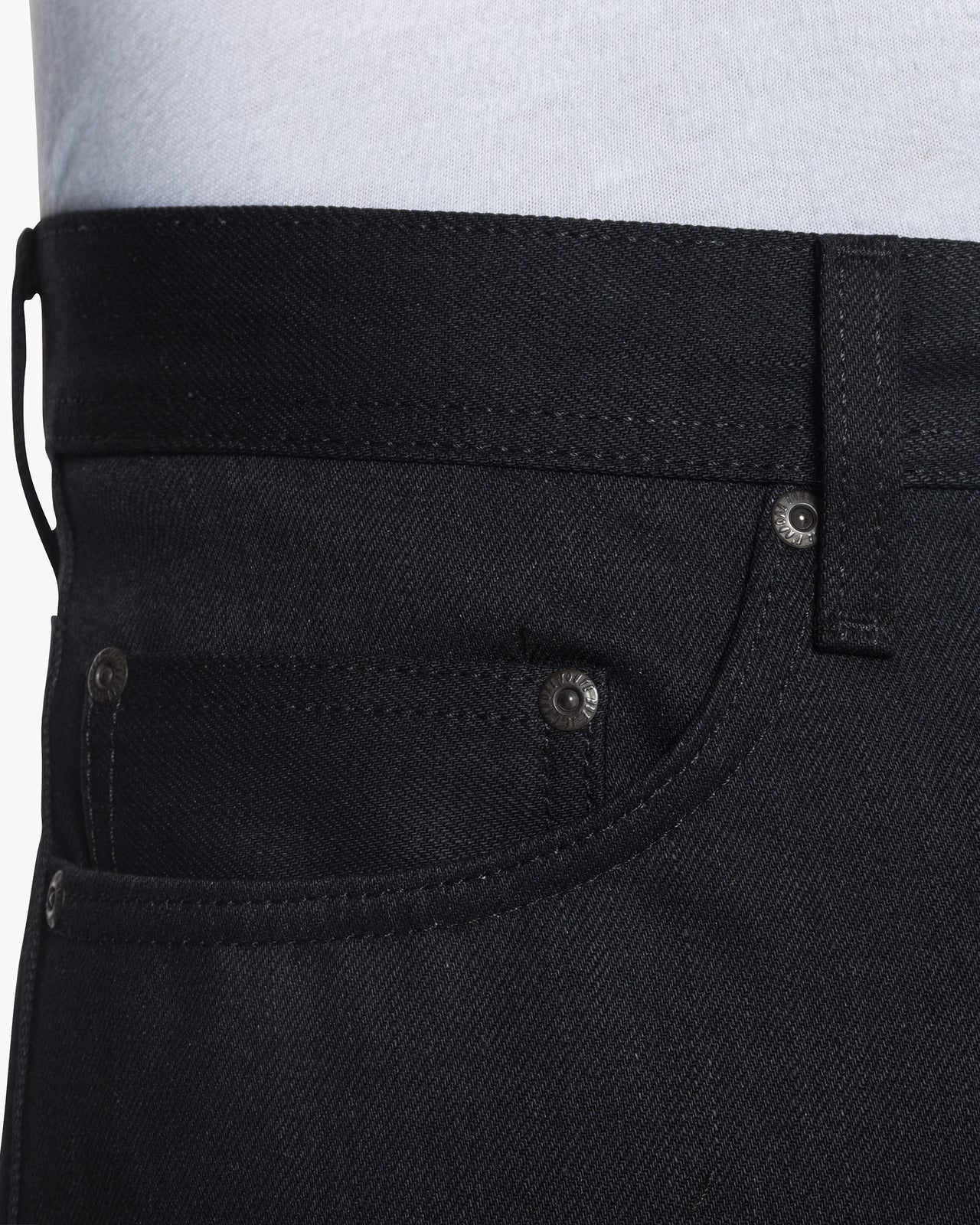 Naked & Famous Denim Weird Guy Regular Tapered Mens Jeans - Solid Black Selvedge - Image 5