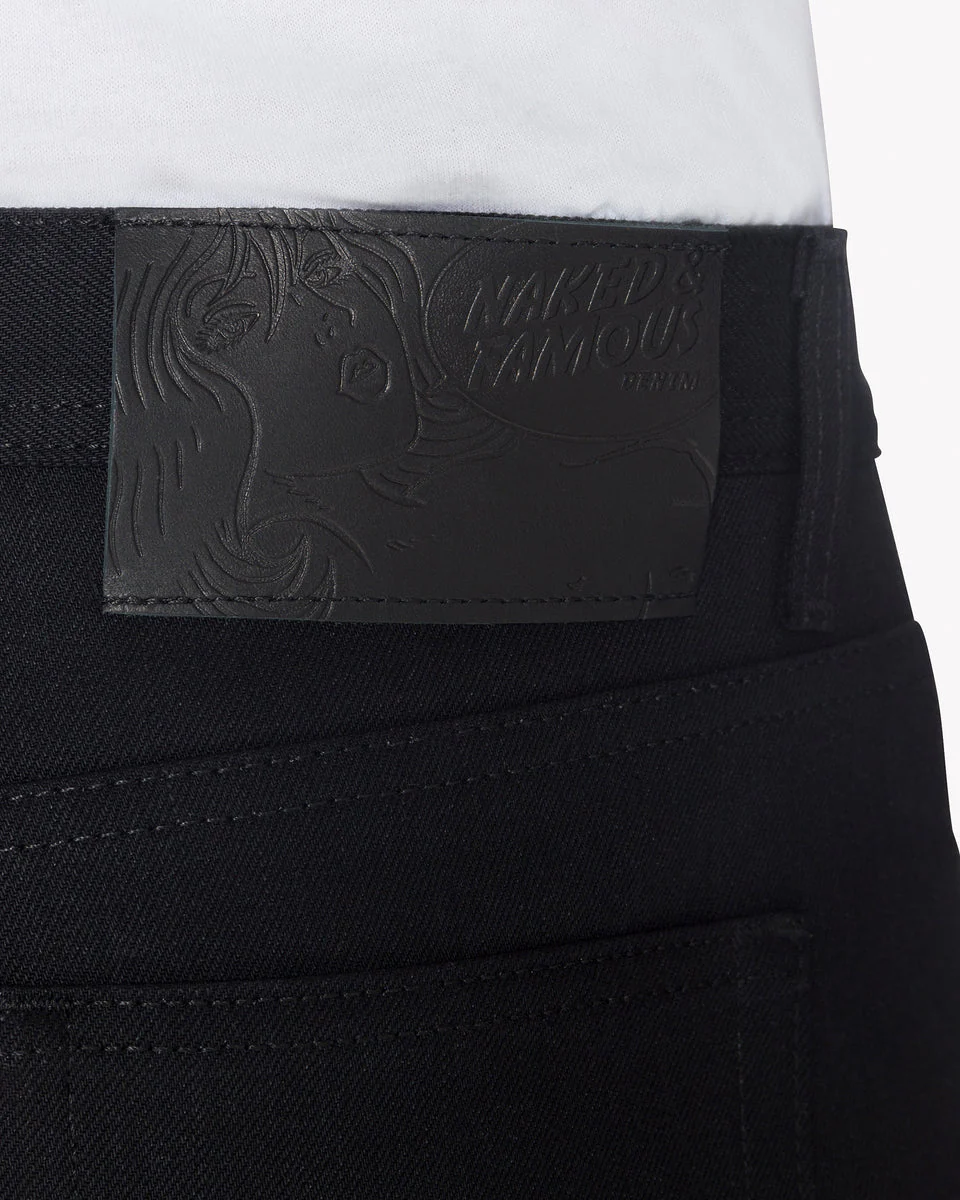 Naked & Famous Denim Weird Guy Regular Tapered Mens Jeans - Solid Black Selvedge - Image 6