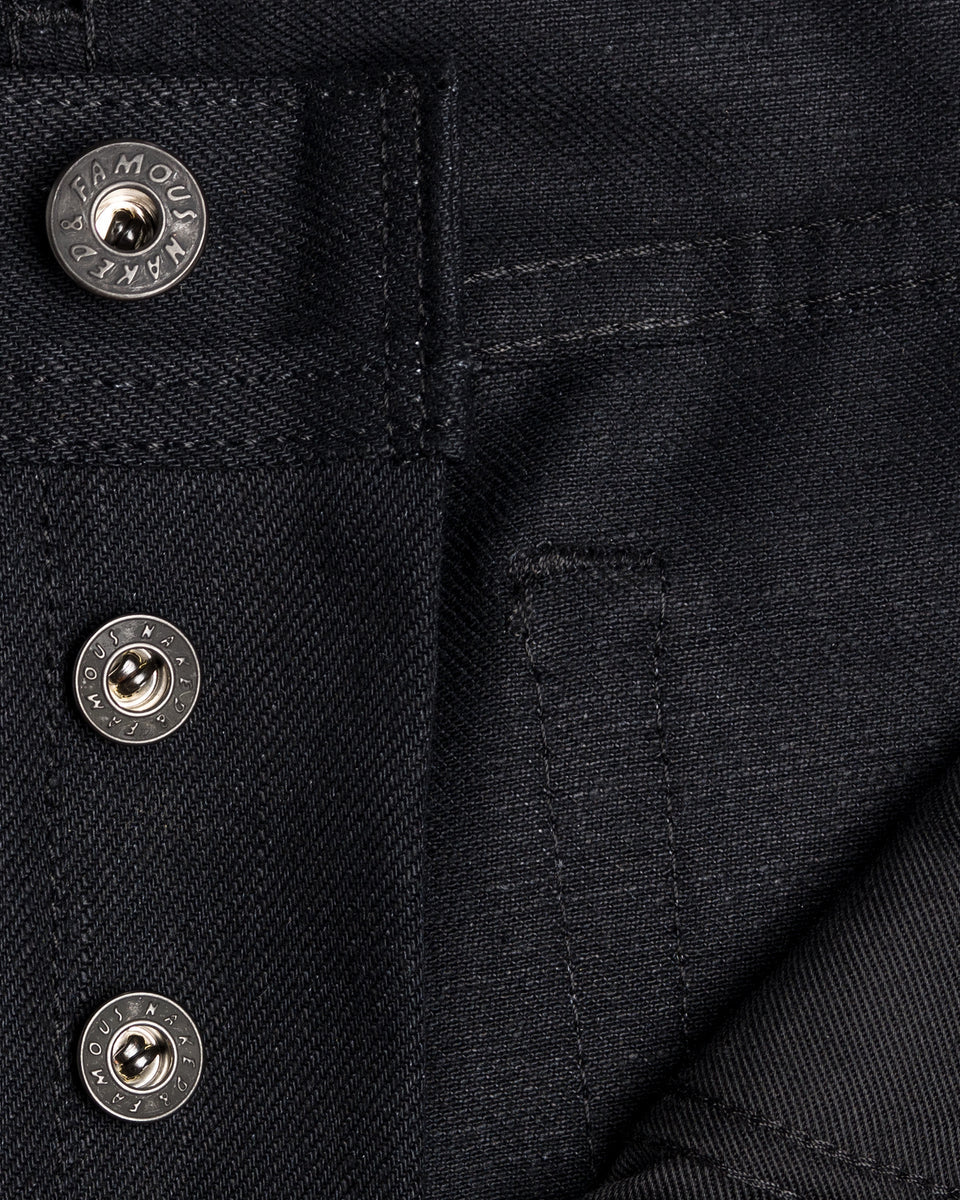 Naked & Famous Denim Weird Guy Regular Tapered Mens Jeans - Solid Black Selvedge - Image 7