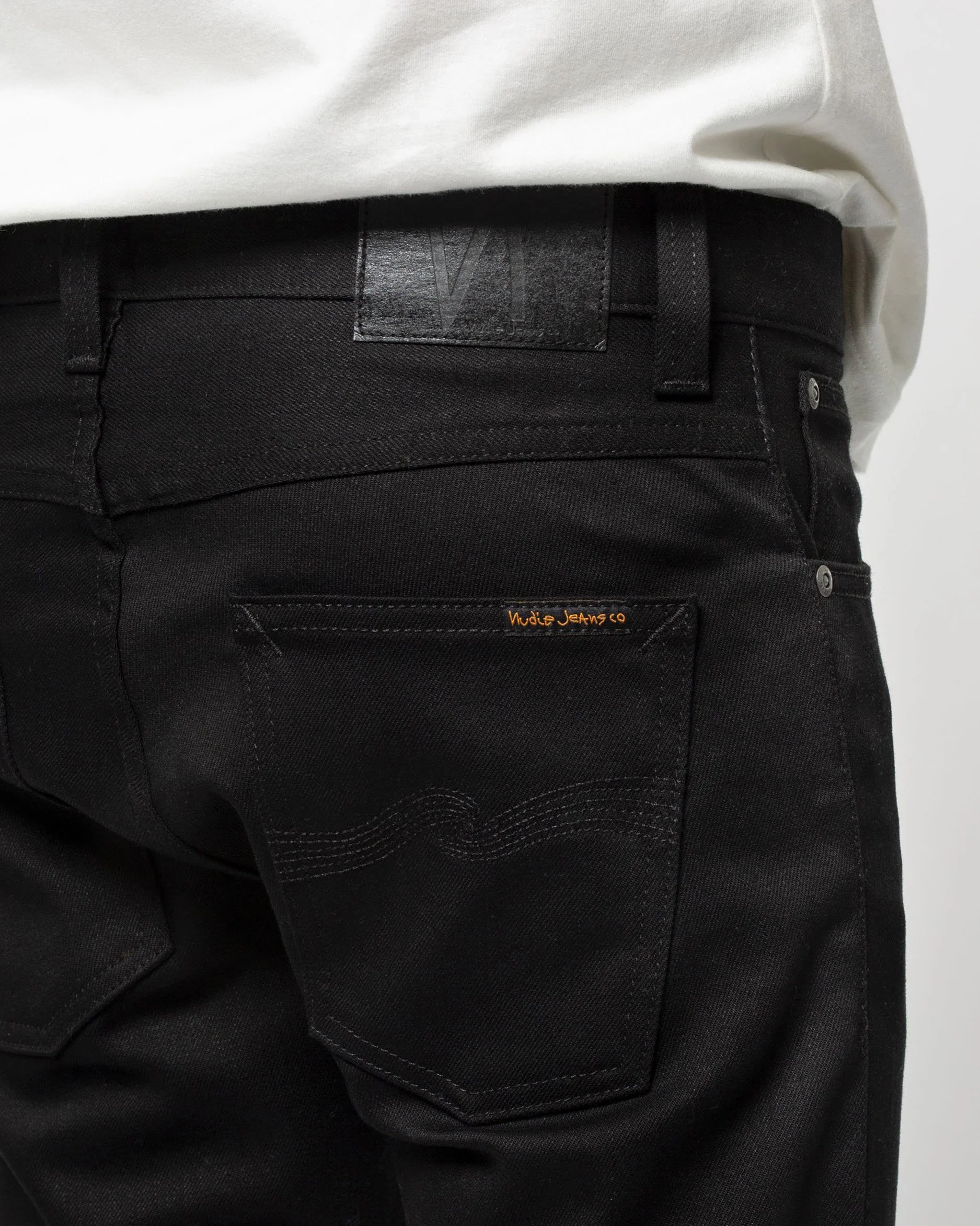 Nudie Grim Tim Slim Straight Mens Jeans - Dry Everblack - Image 2