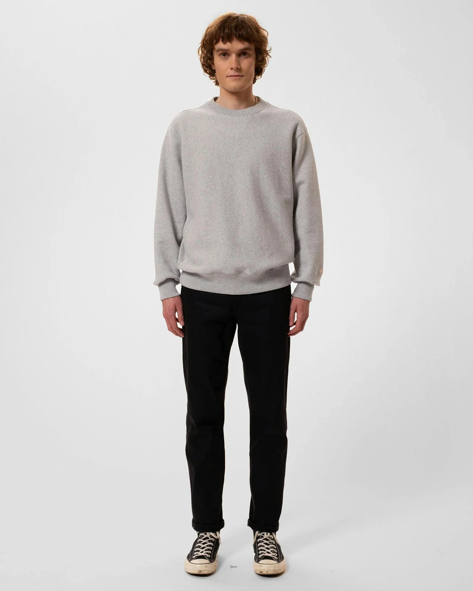 Nudie Jeans Hasse Crew Neck Sweat - Grey Melange - Image 2