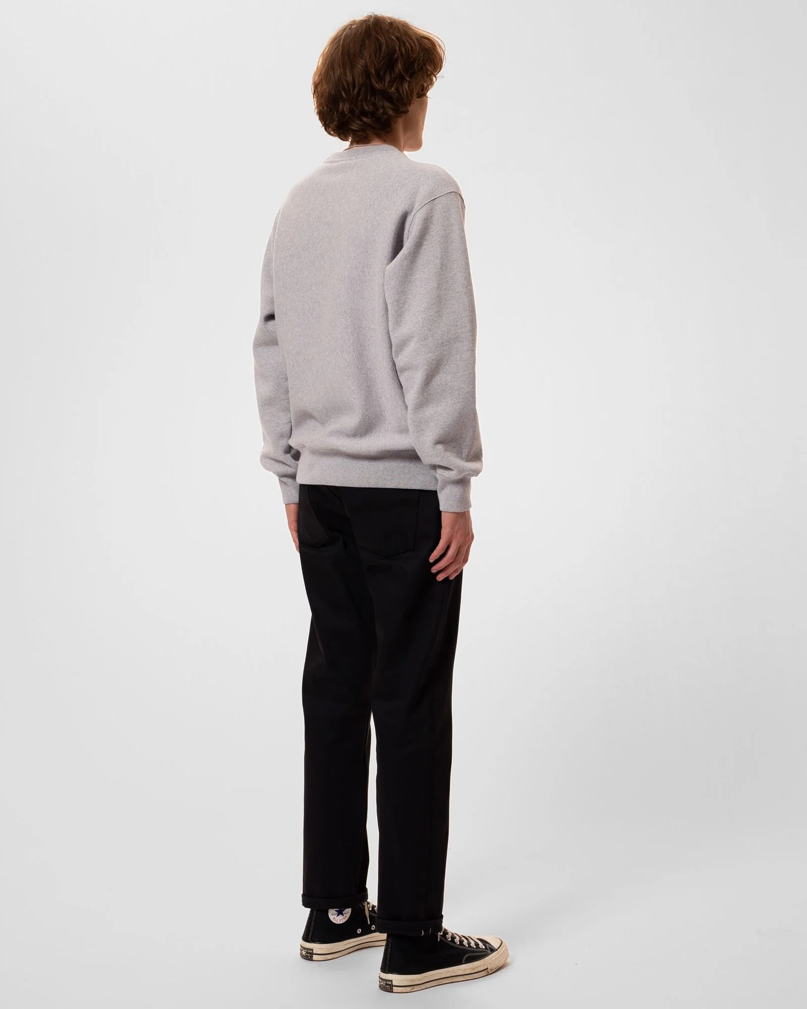 Nudie Jeans Hasse Crew Neck Sweat - Grey Melange - Image 3