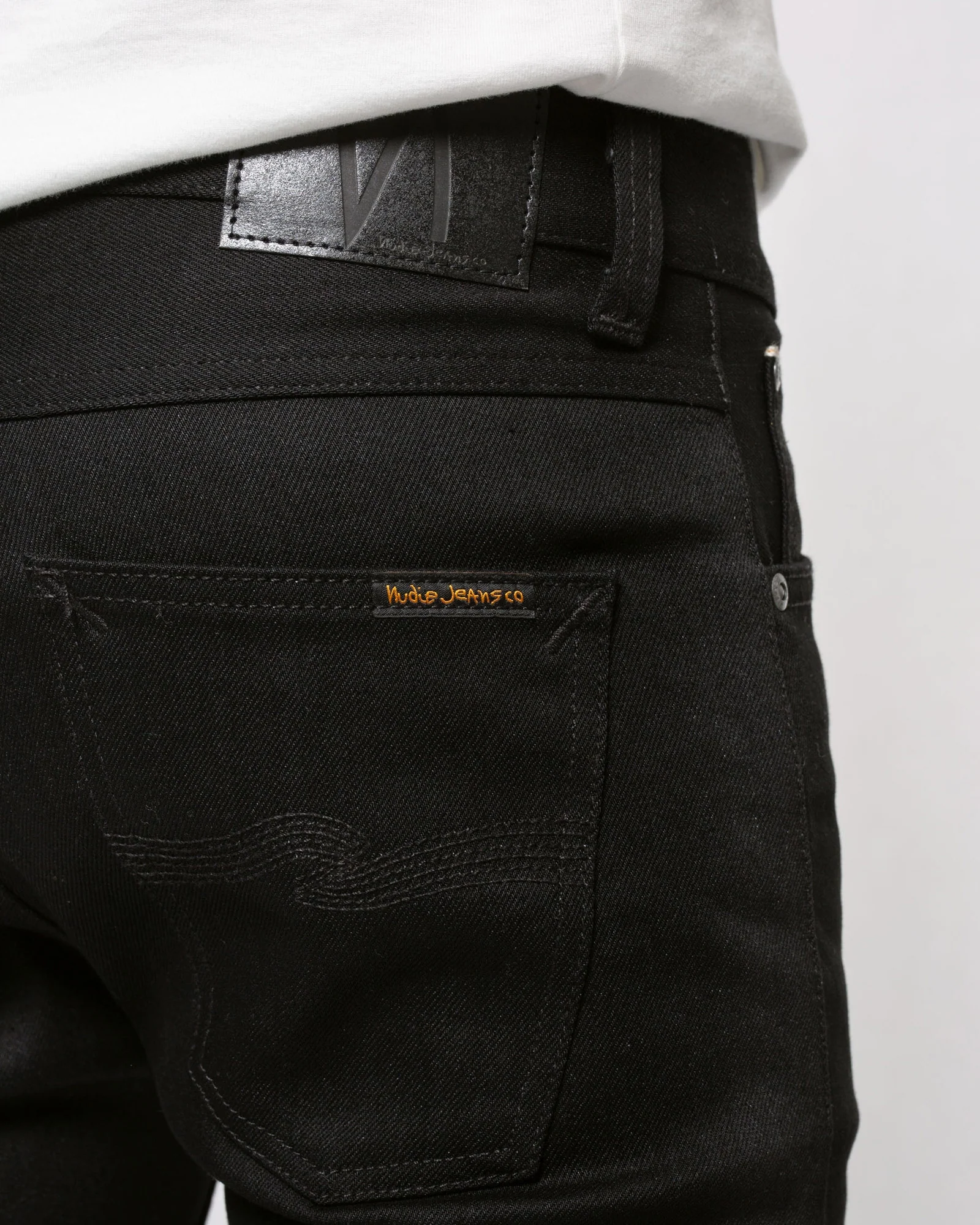 Nudie Lean Dean Slim Tapered Mens Jeans - Dry Black Selvage - Image 3