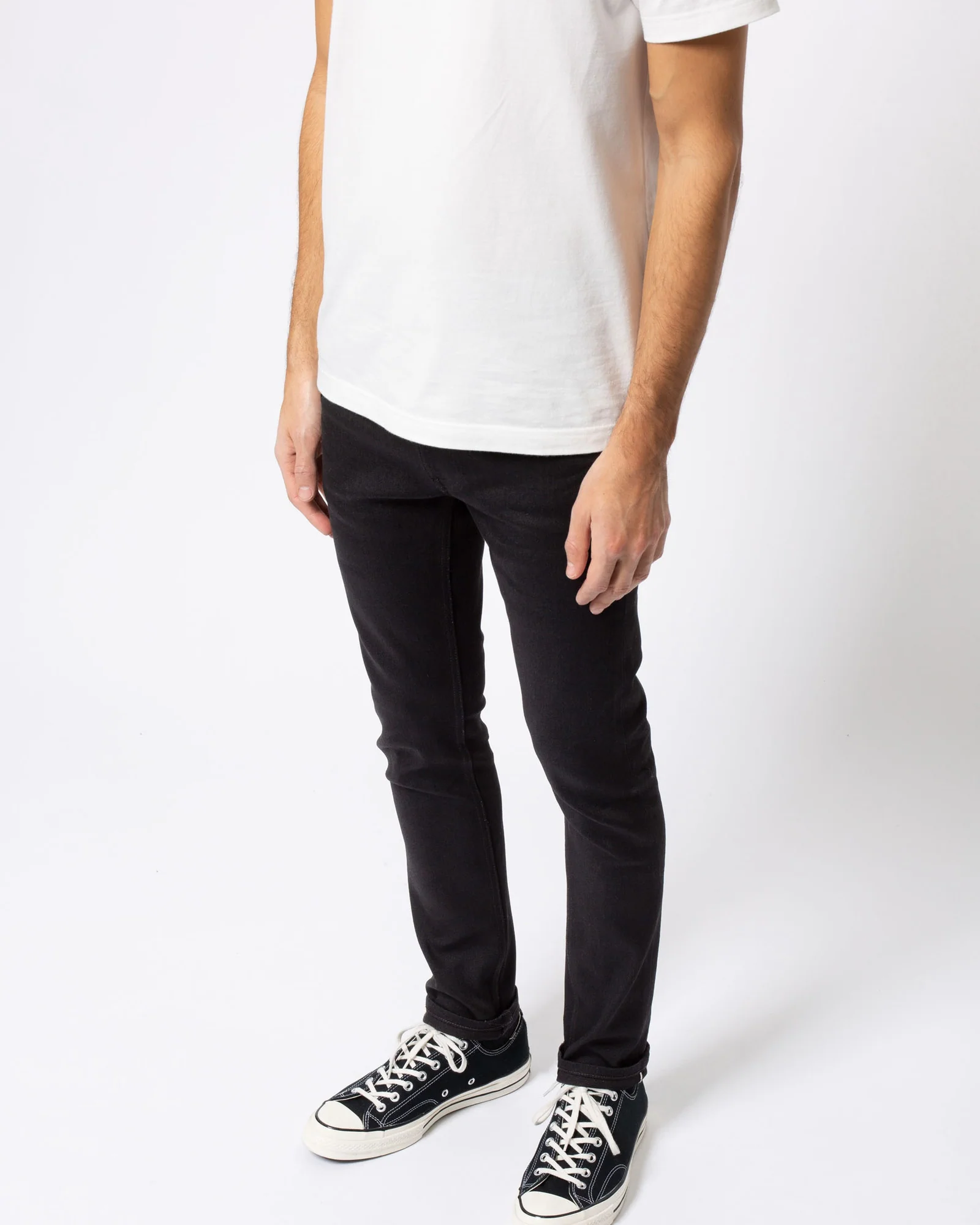Nudie Lean Dean Slim Tapered Mens Jeans - Dry Black Selvage - Image 4
