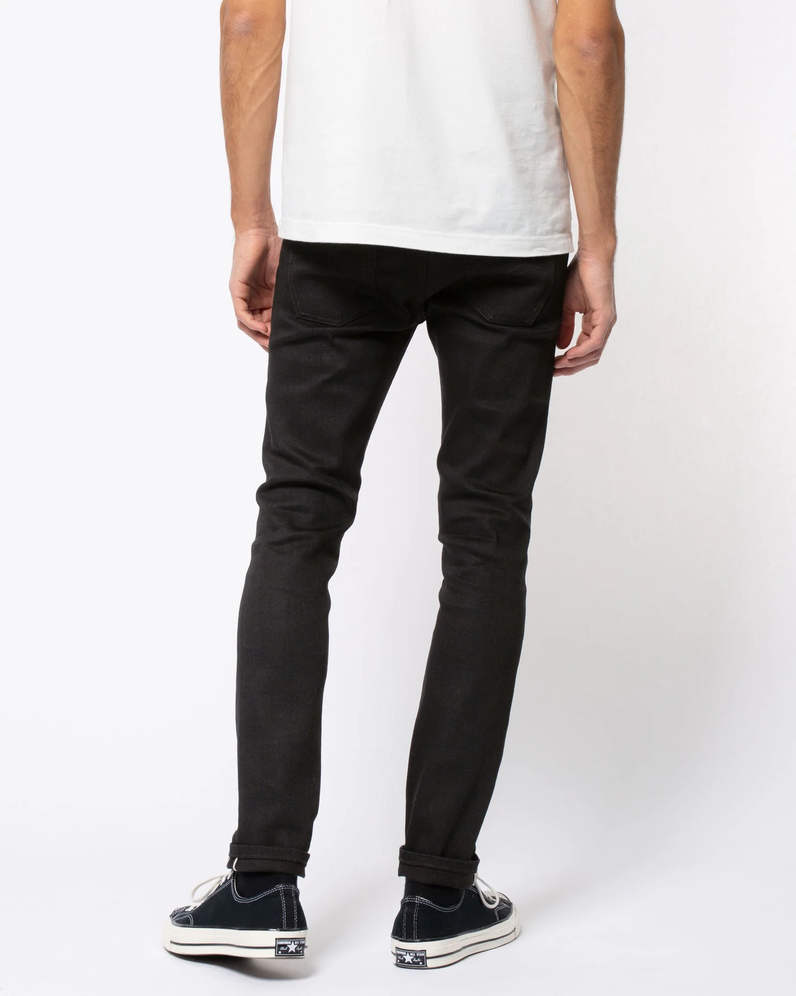 Nudie Lean Dean Slim Tapered Mens Jeans - Dry Black Selvage - Image 5