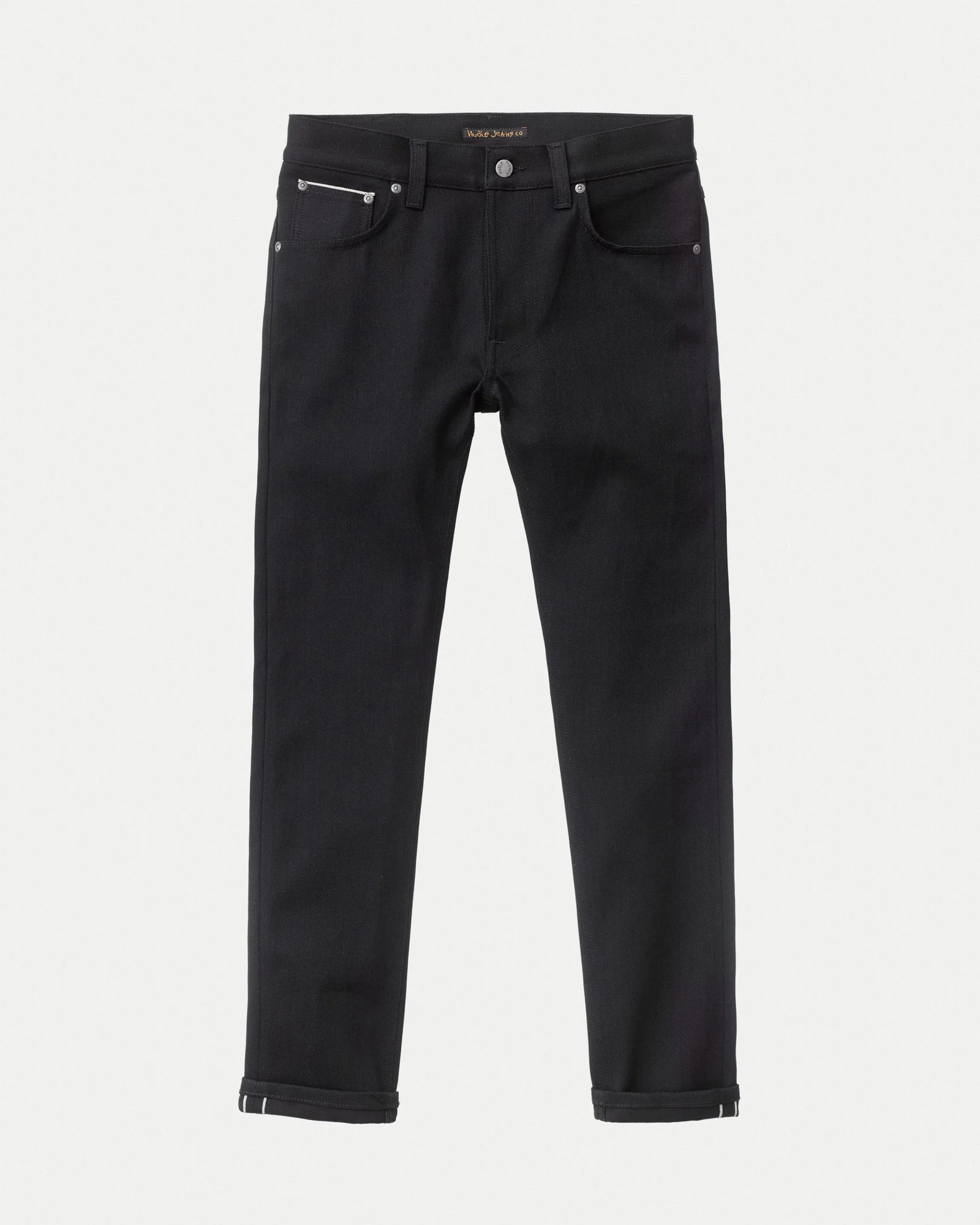 Nudie Lean Dean Slim Tapered Mens Jeans - Dry Black Selvage - Image 8
