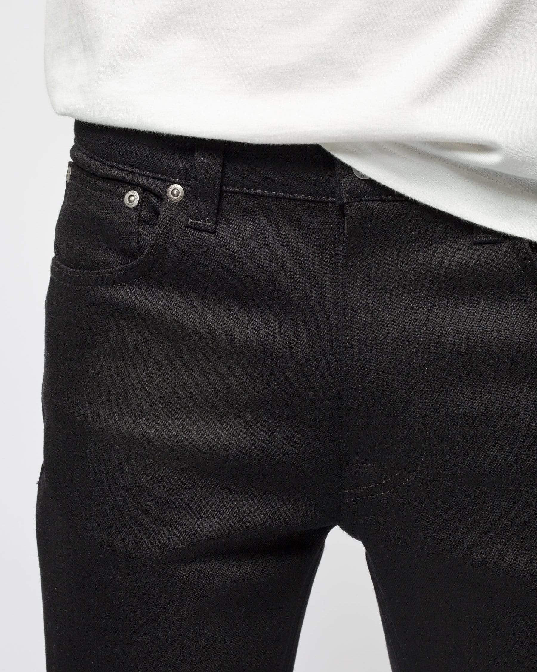 Nudie Lean Dean Slim Tapered Mens Jeans - Dry Ever Black - Image 5