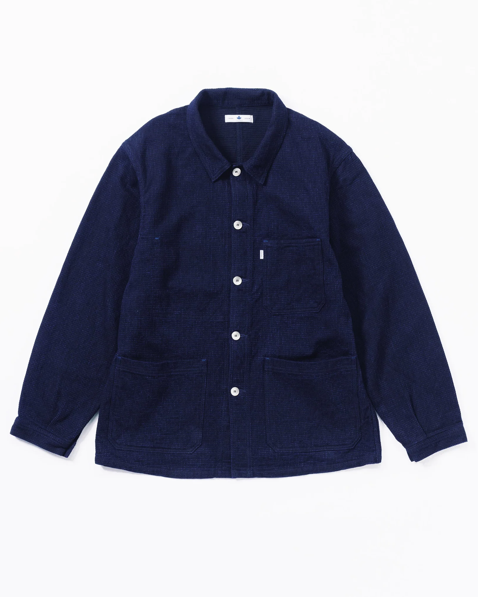 Omoto Denim 3720 12oz Cube Sashiko Denim Chore Jacket - Indigo