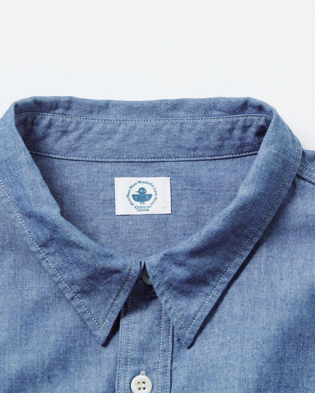 Omoto Denim 5017 High Density 5.5oz Chambray Work Shirt - Onewash - Image 2