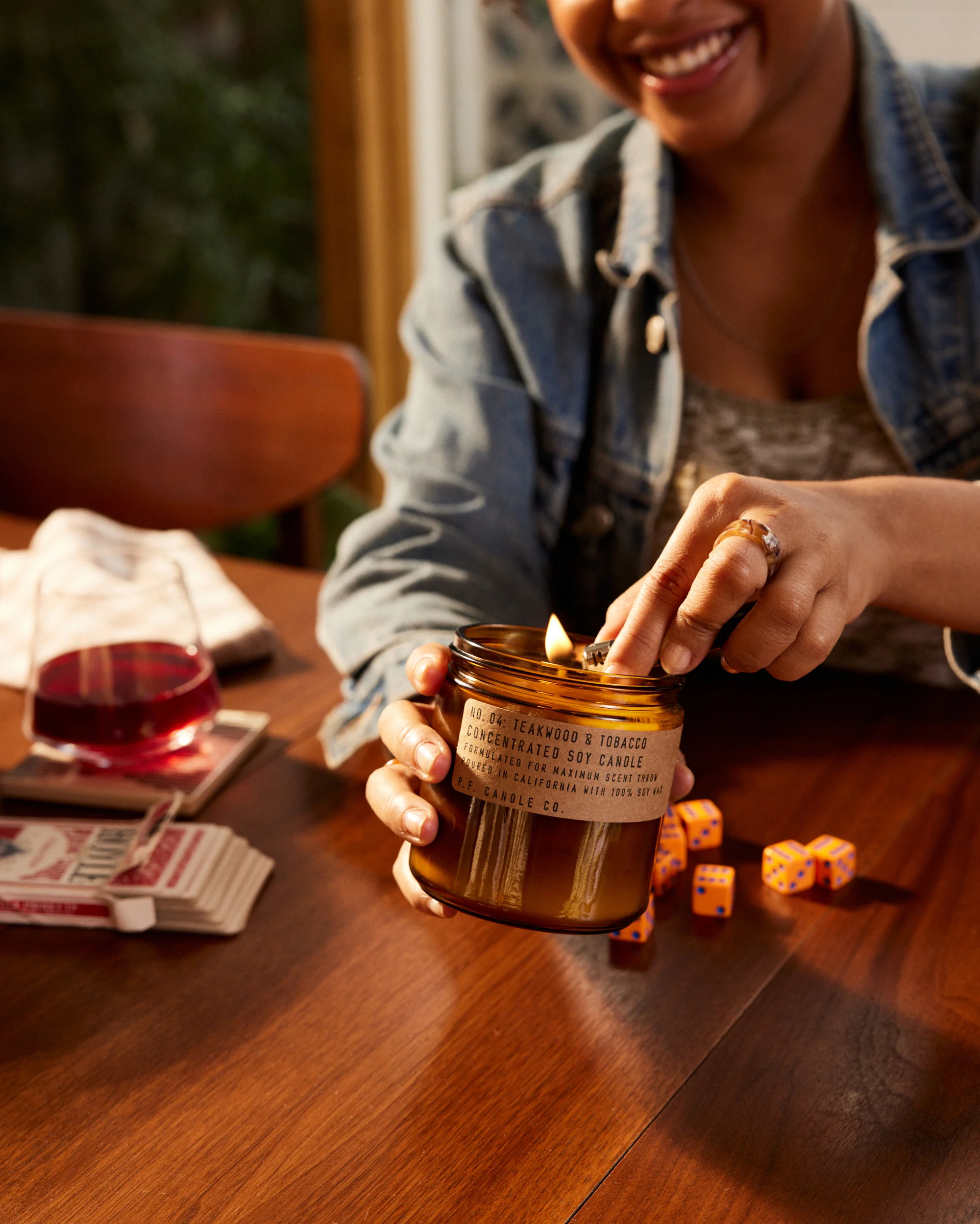 P.F. Candle Co. 12.5oz Large Concentrated Candle - Teakwood & Tobacco - Image 4
