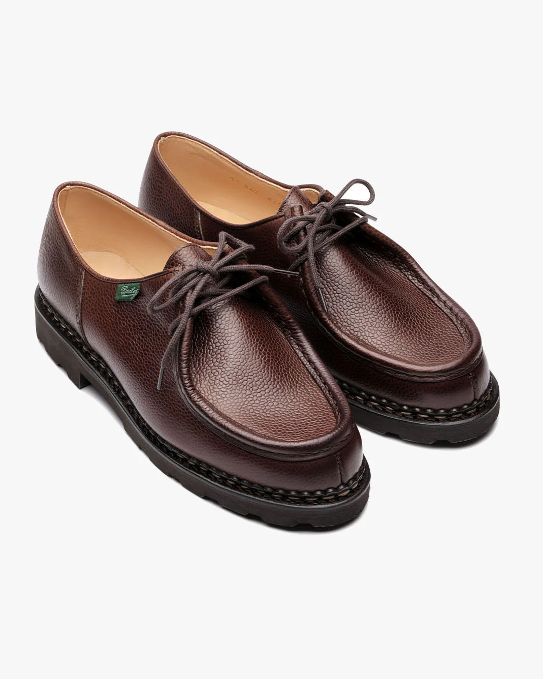 Paraboot Michael Piped Seam Derby Shoe - Grainé Ébène / Marche Marron - Image 5
