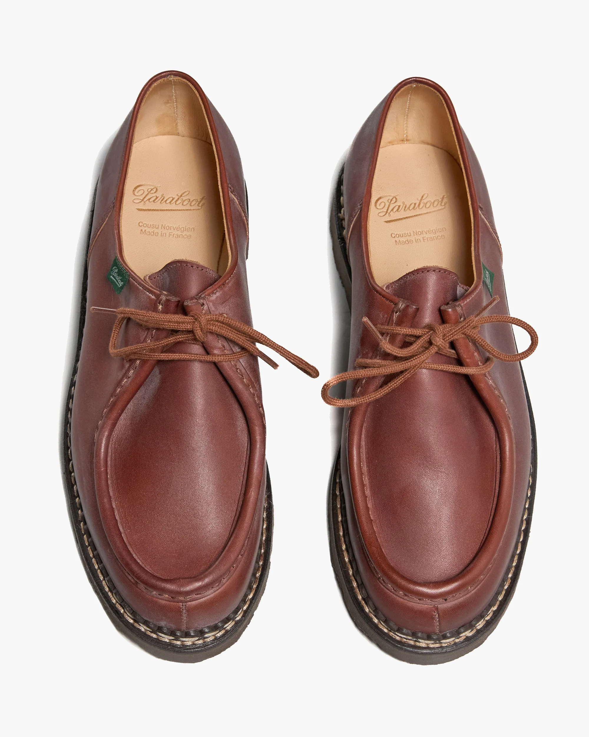 Paraboot Michael Piped Seam Derby Shoe - Lisse Marron / Marche Marron - Image 3