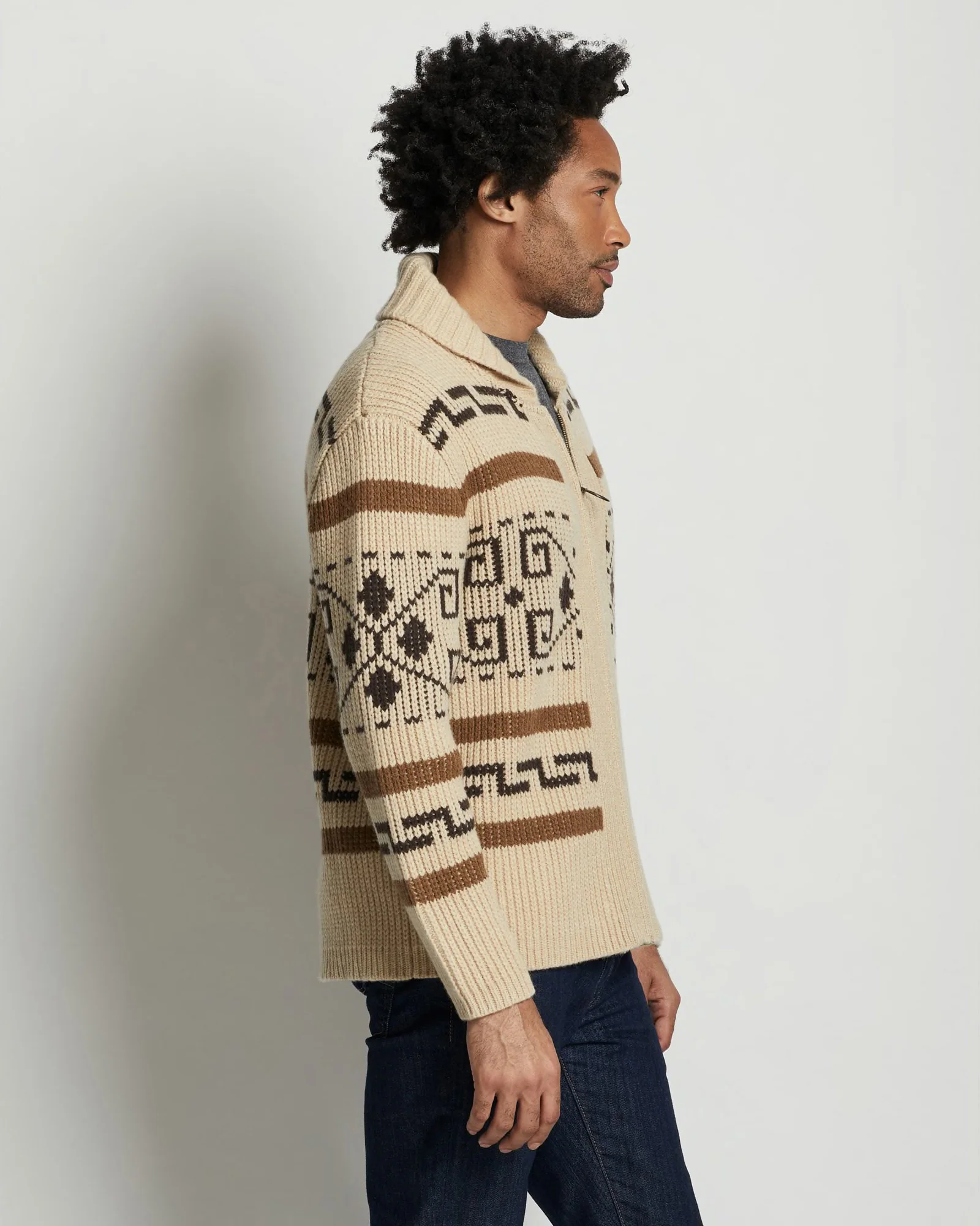 Pendleton Original Westerley Lambswool Sweater - Tan / Brown - Image 5