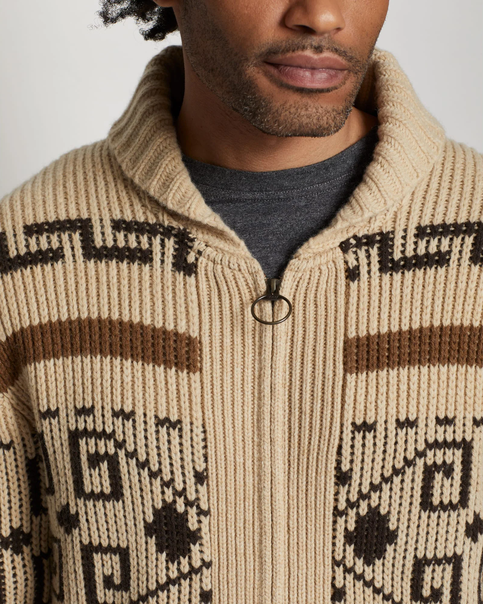Pendleton Original Westerley Lambswool Sweater - Tan / Brown - Image 7