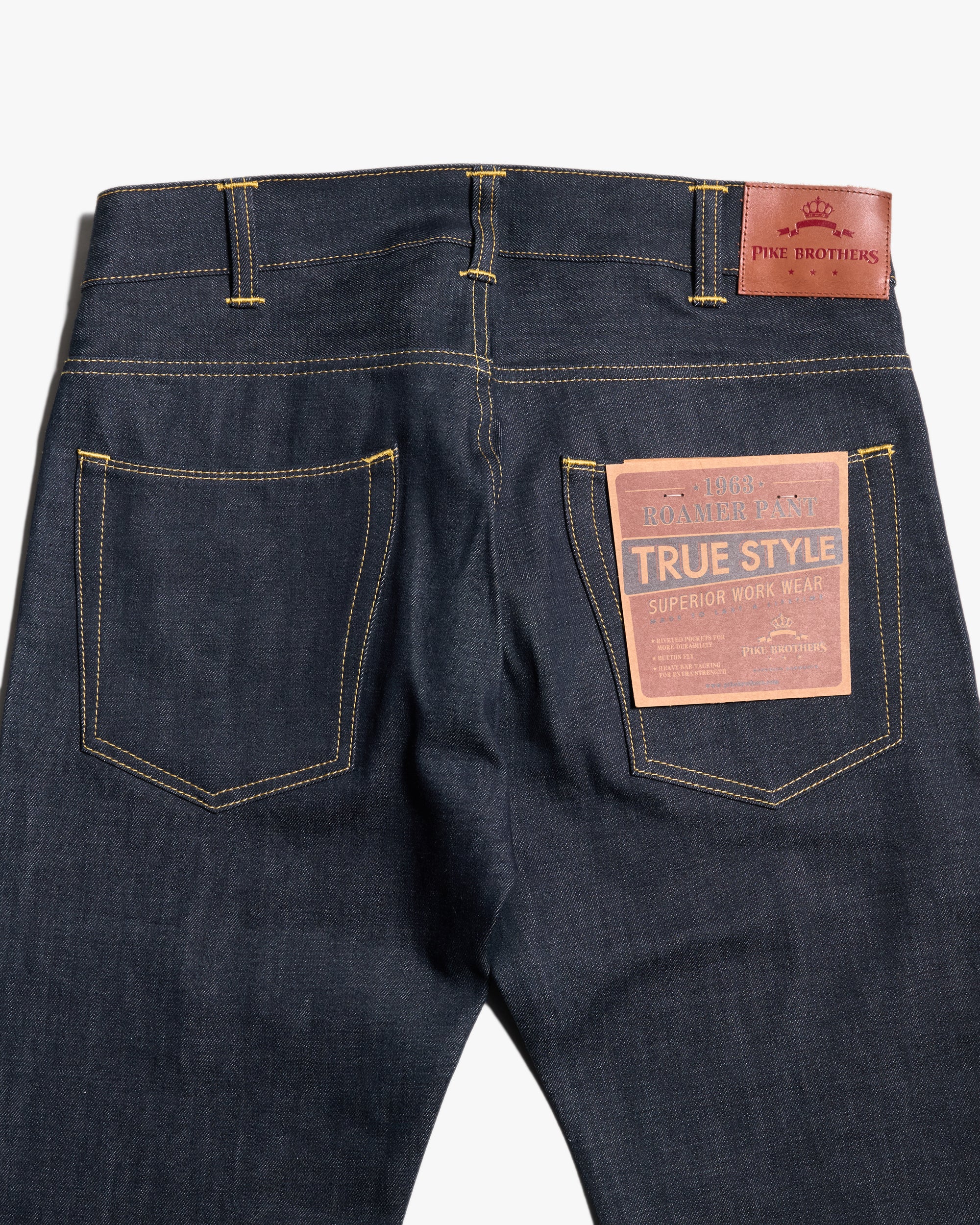 Pike Brothers 1963 Roamer Pant Slim Fit Mens Jeans - 11oz Selvedge Metal - Image 12