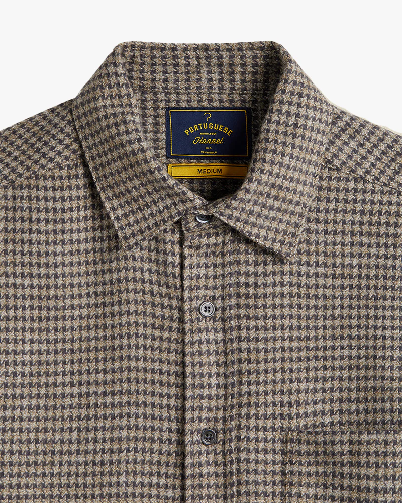 Portuguese Flannel Abstract Pied Poule Shirt - Charcoal - Image 3