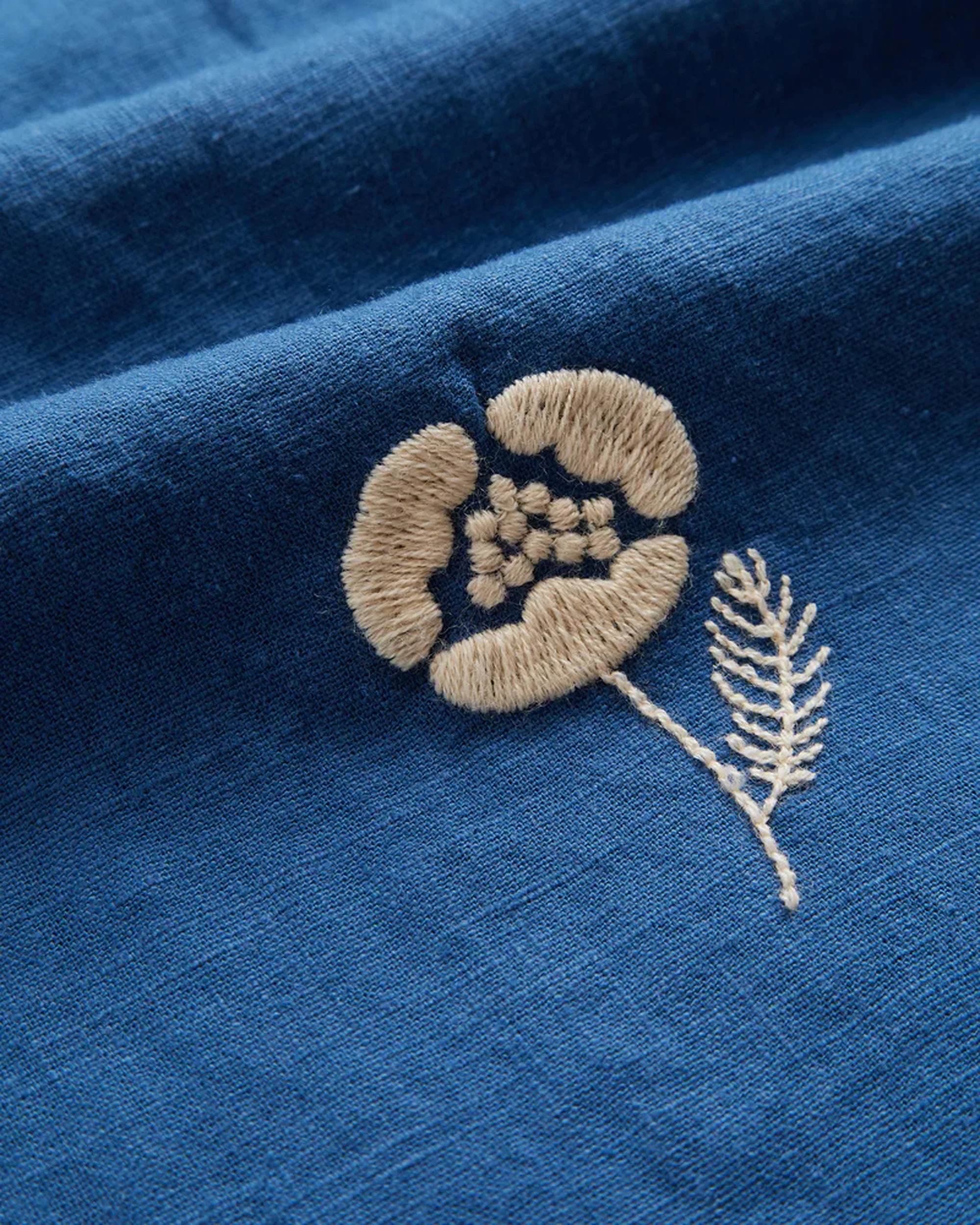 Portuguese Flannel Embroidery Nature Ramie Shirt - Blue - Image 2