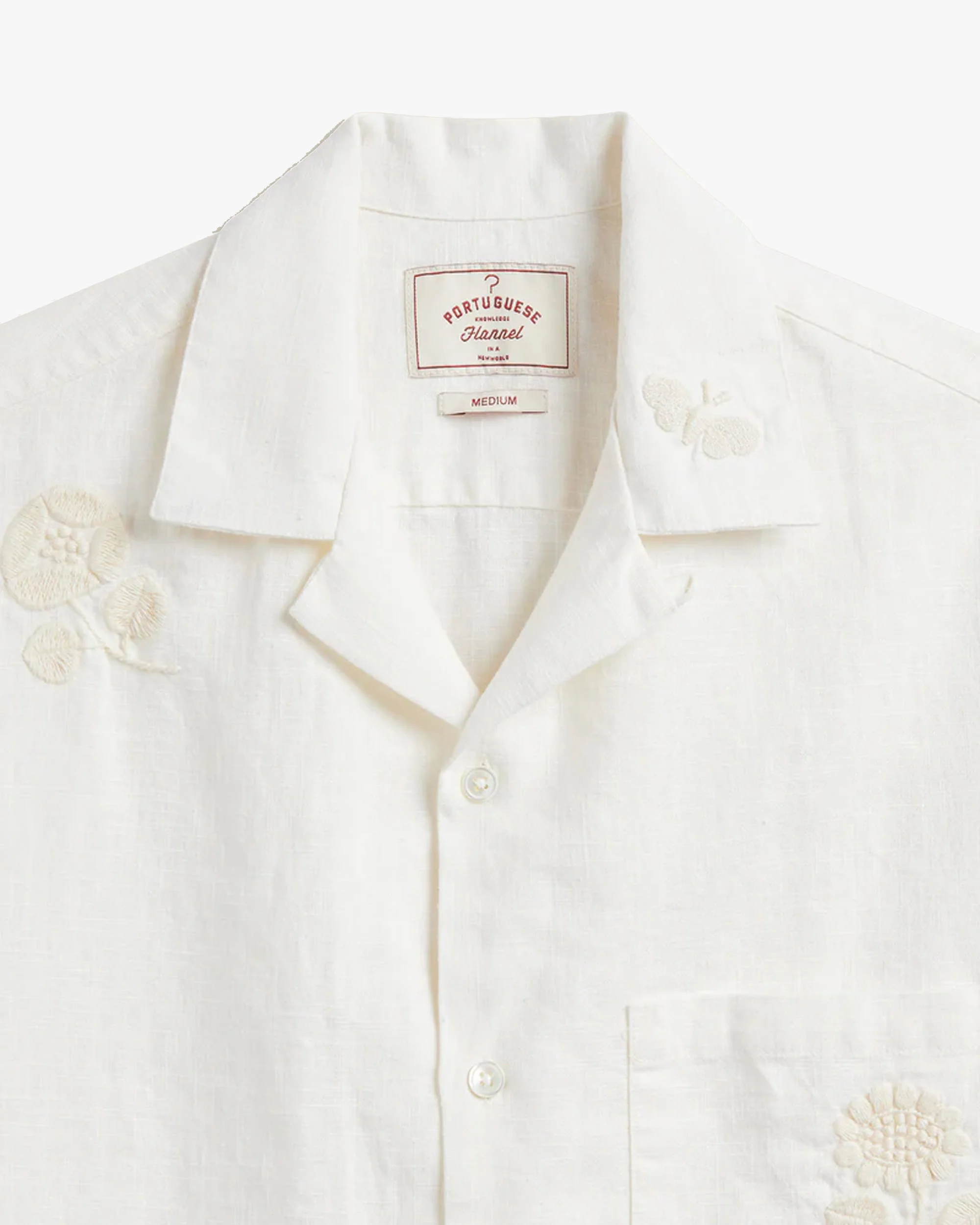 Portuguese Flannel Embroidery Nature Ramie Shirt - Ecru - Image 3