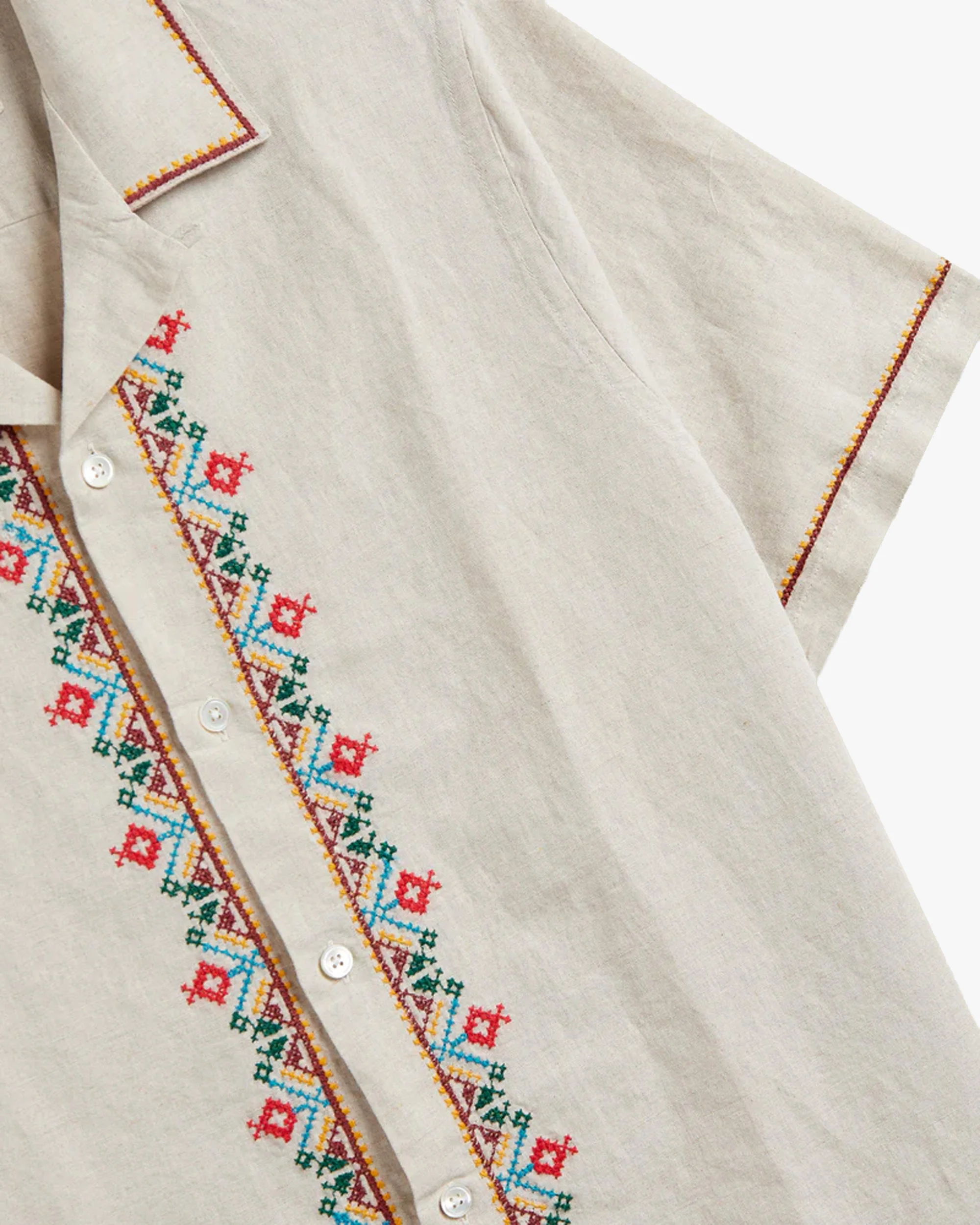 Portuguese Flannel Folclore Embroidery Shirt - Ecru - Image 4