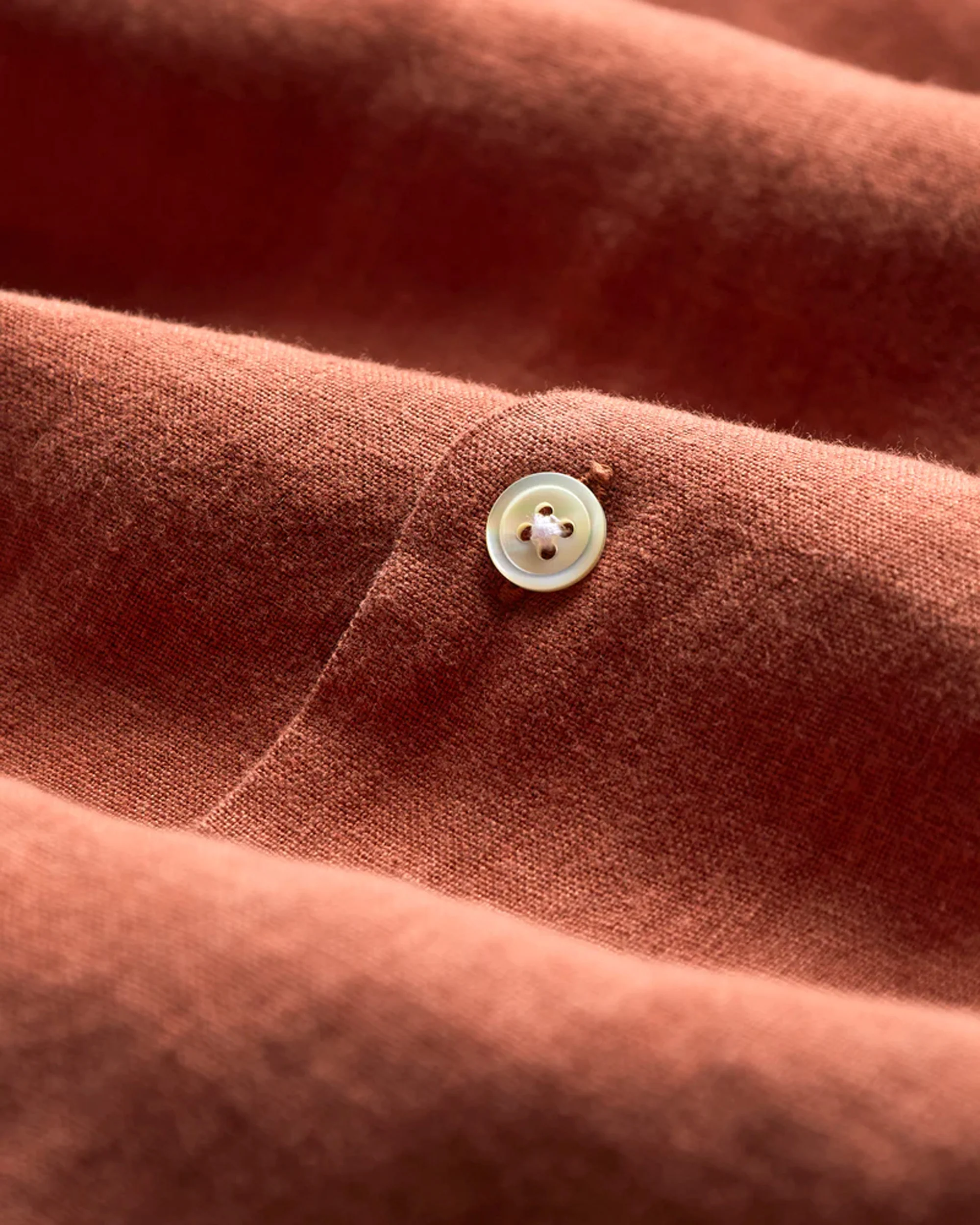 Portuguese Flannel Linen Camp Collar Shirt - Terracotta - Image 2