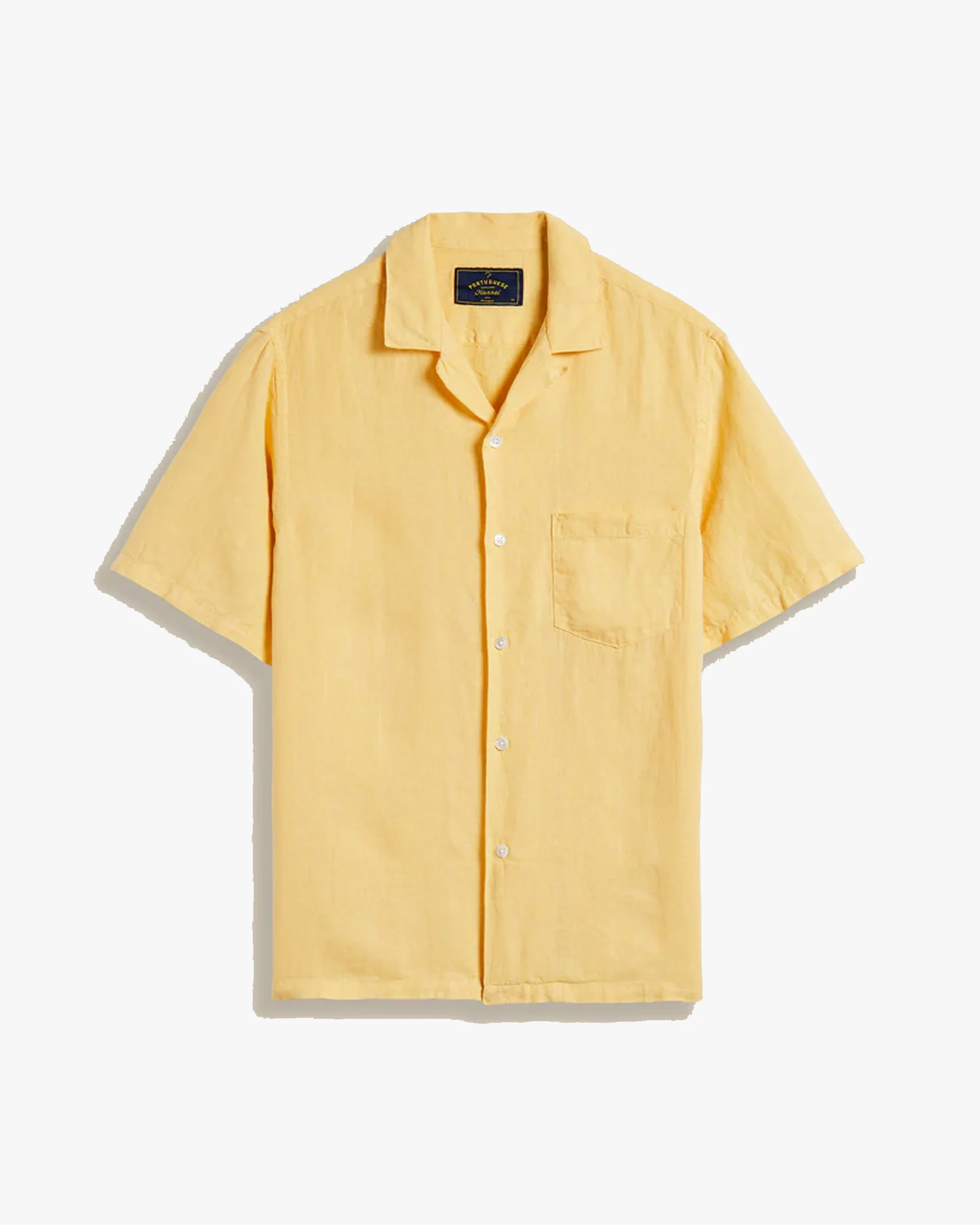 Portuguese Flannel Linen Camp Collar Shirt - Yellow