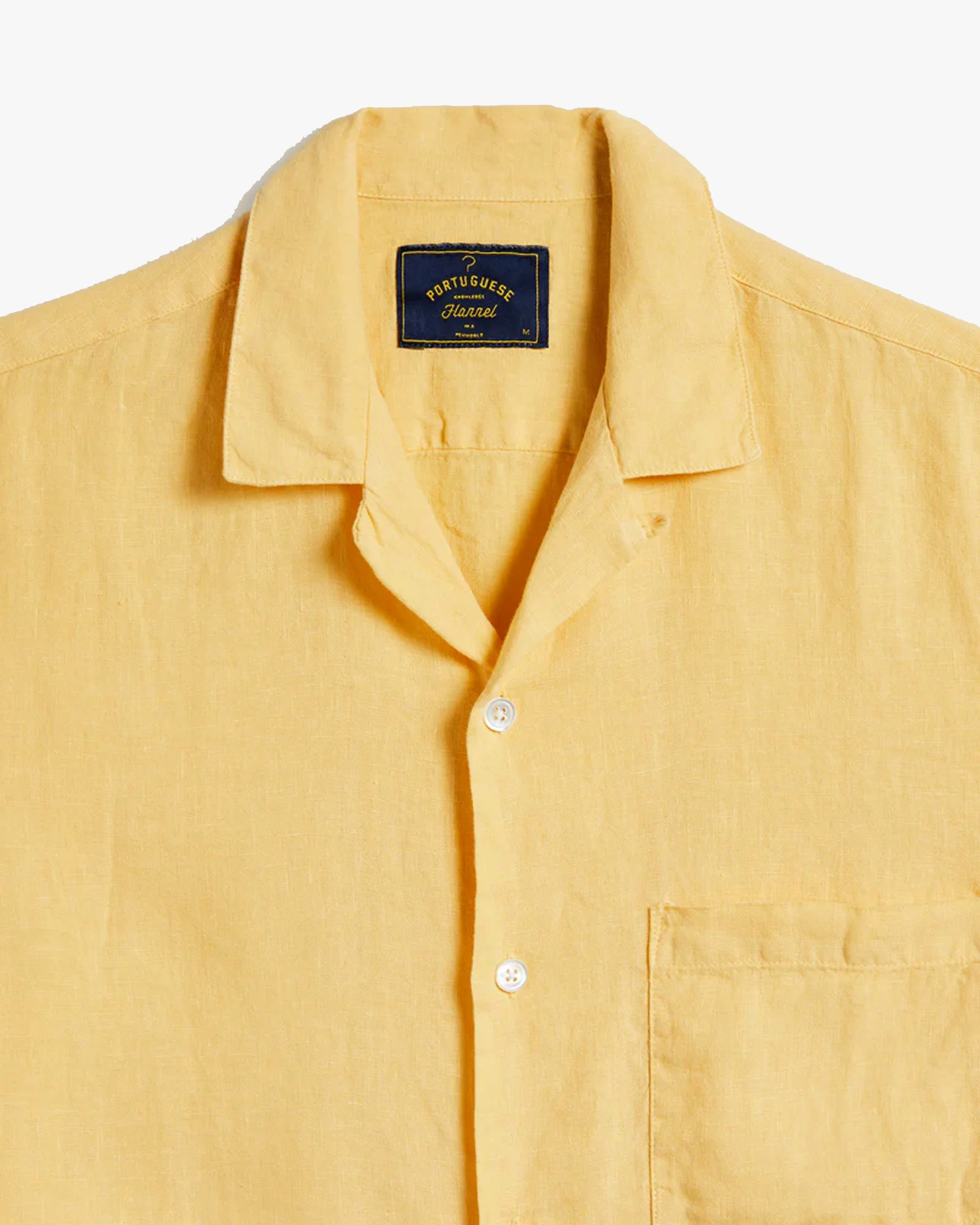 Portuguese Flannel Linen Camp Collar Shirt - Yellow - Image 3
