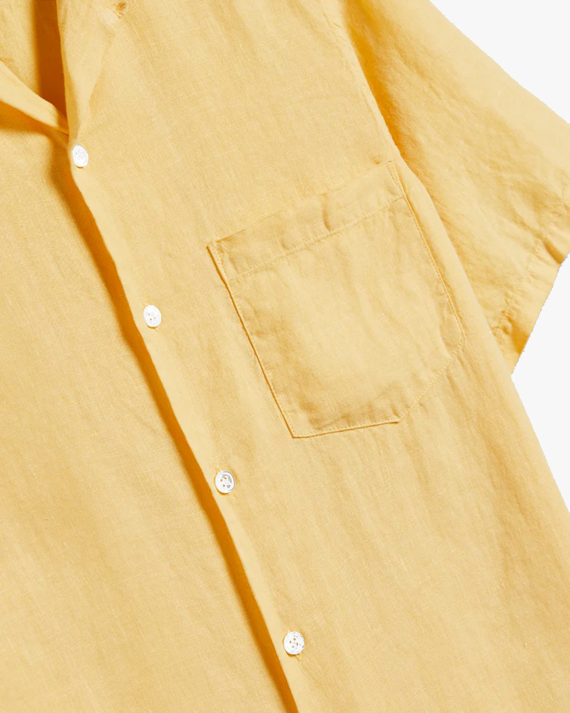 Portuguese Flannel Linen Camp Collar Shirt - Yellow - Image 4