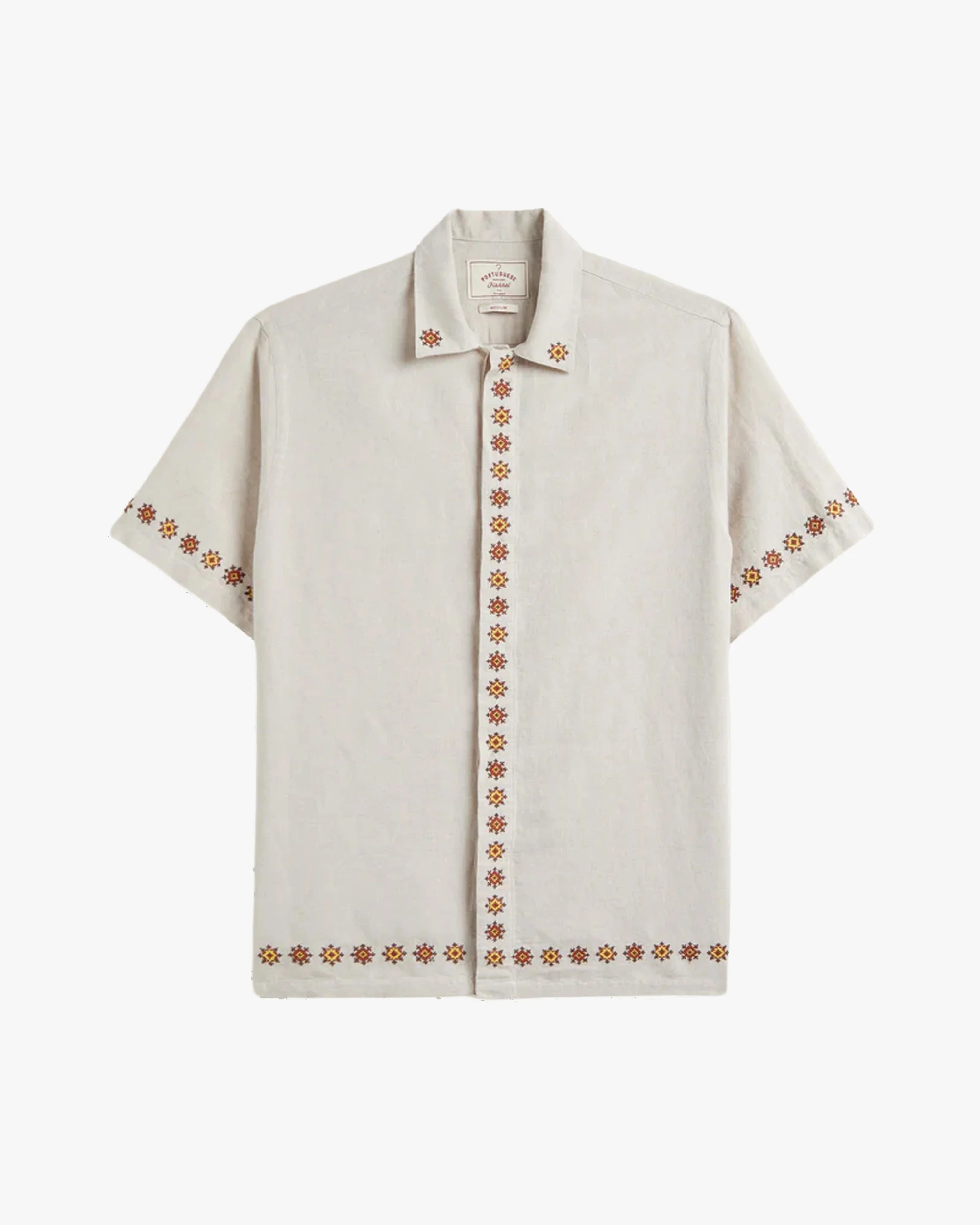 Portuguese Flannel Sprout Embroidery Shirt - Ecru
