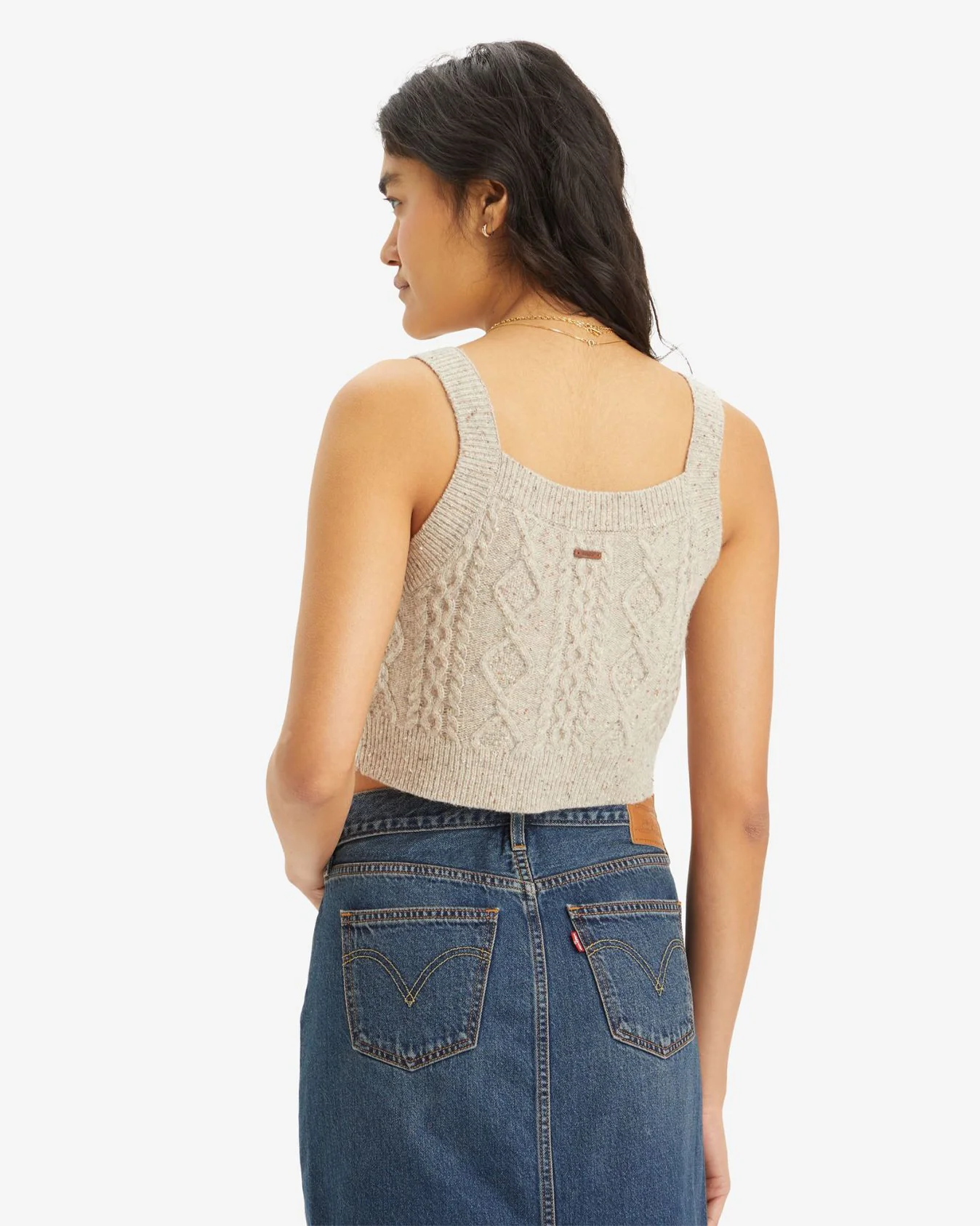 Levi's® Womens Primrose Cable Tank Top - Oatmeal Heather / Marled Vanilla - Image 2