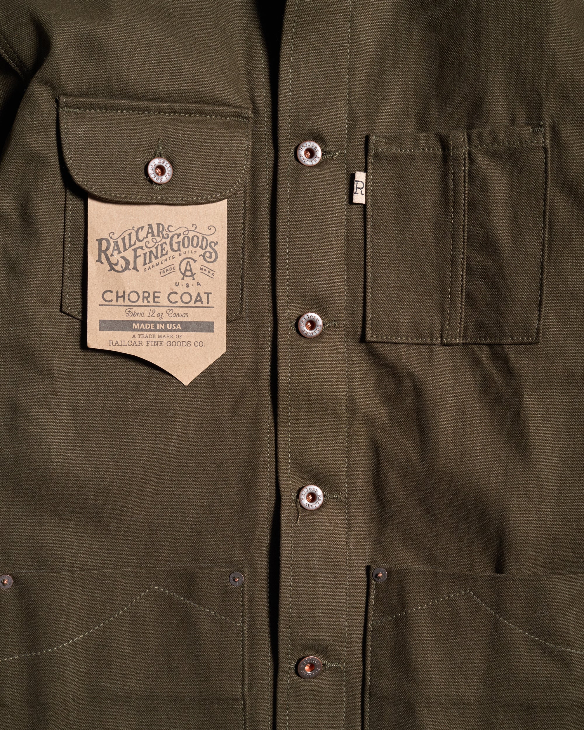 Railcar Fine Goods Chore Coat - 12oz Seaweed Canvas - Image 3