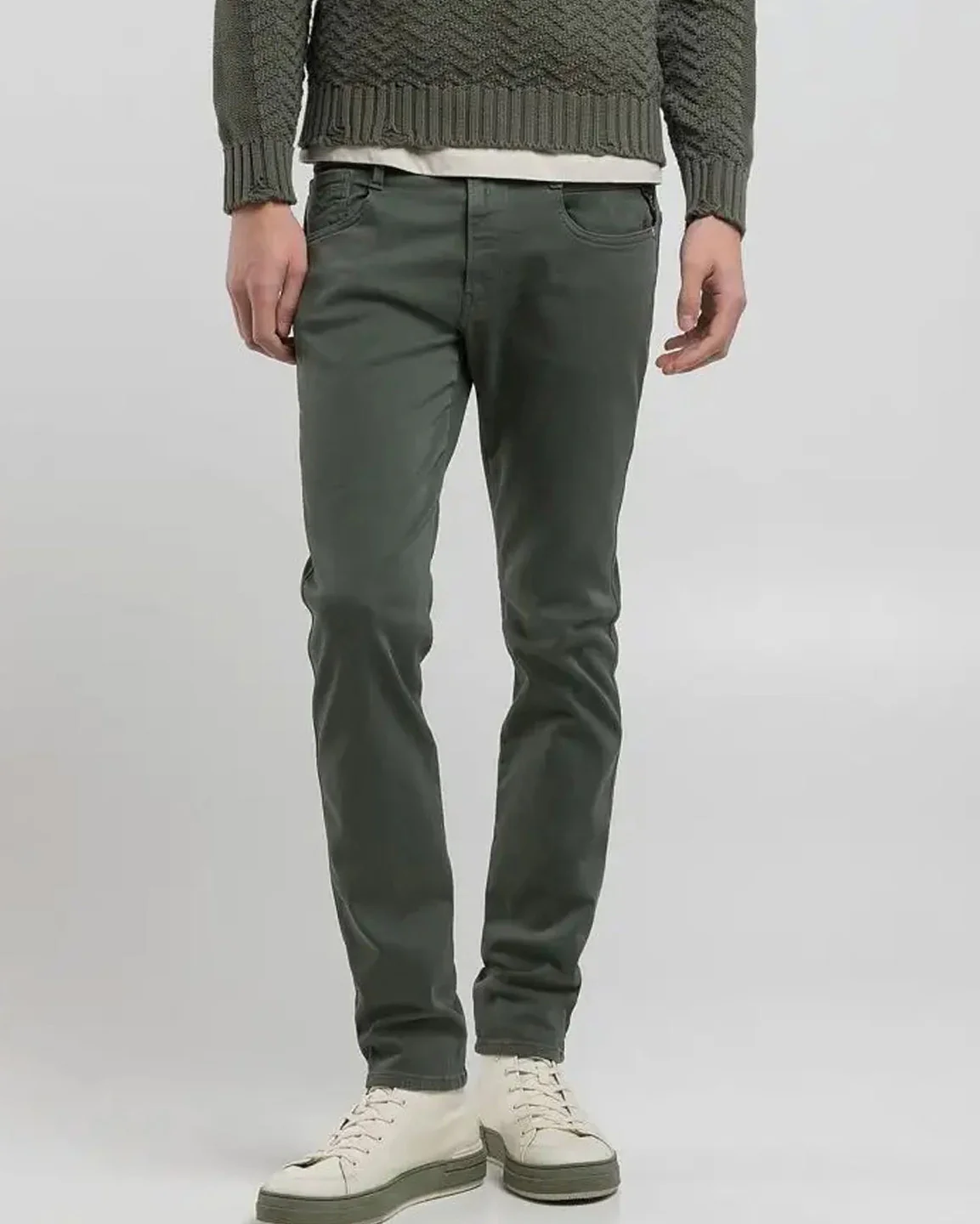 Replay Anbass Hyperflex Colour XLITE Slim Fit Mens Jeans - Military Green