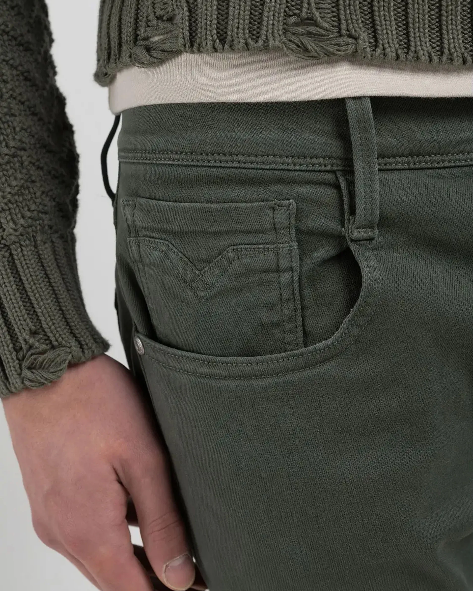 Replay Anbass Hyperflex Colour XLITE Slim Fit Mens Jeans - Military Green - Image 7